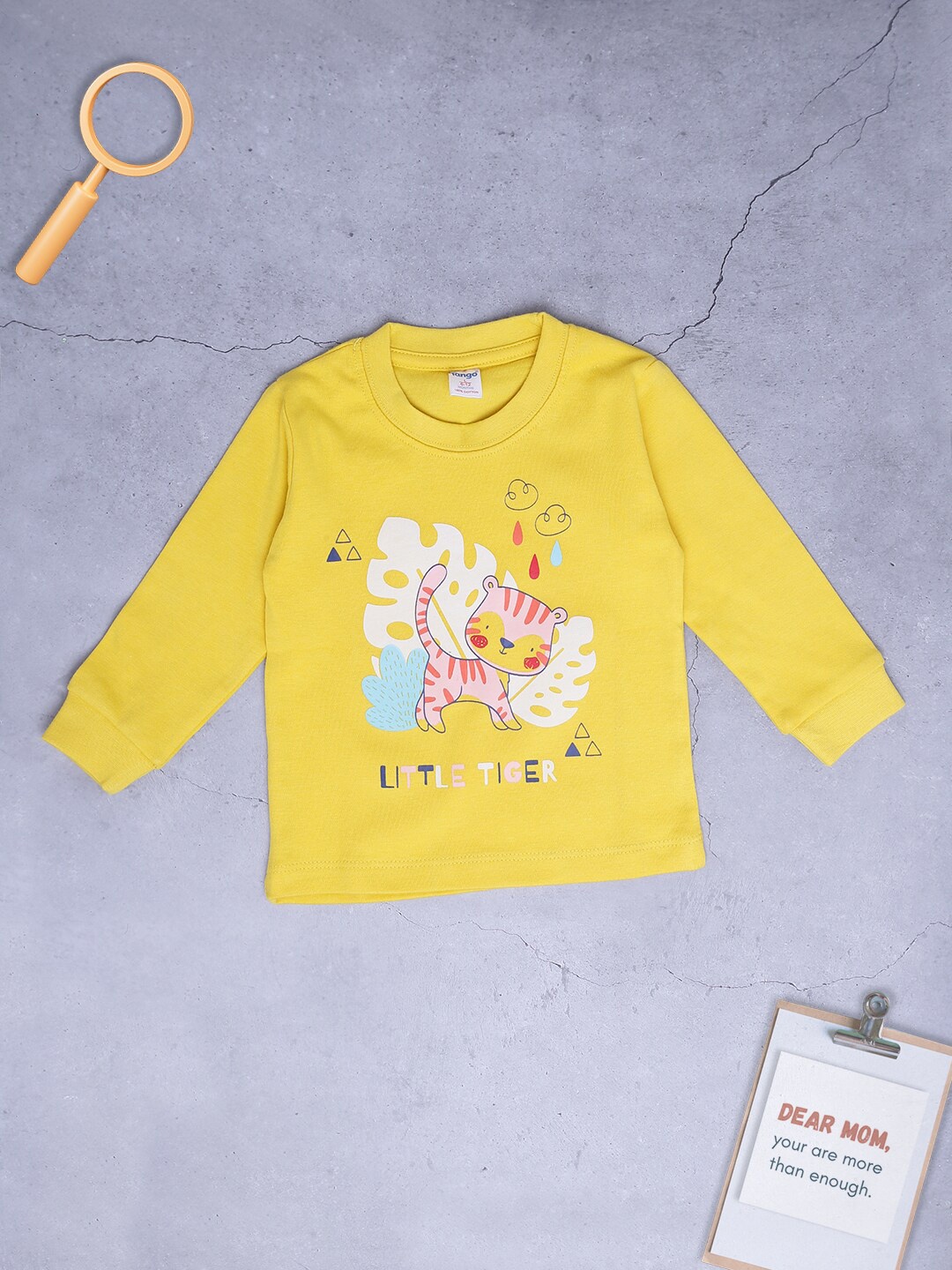 

V-Mart Kids Typography Printed Cotton T-shirt, Mustard