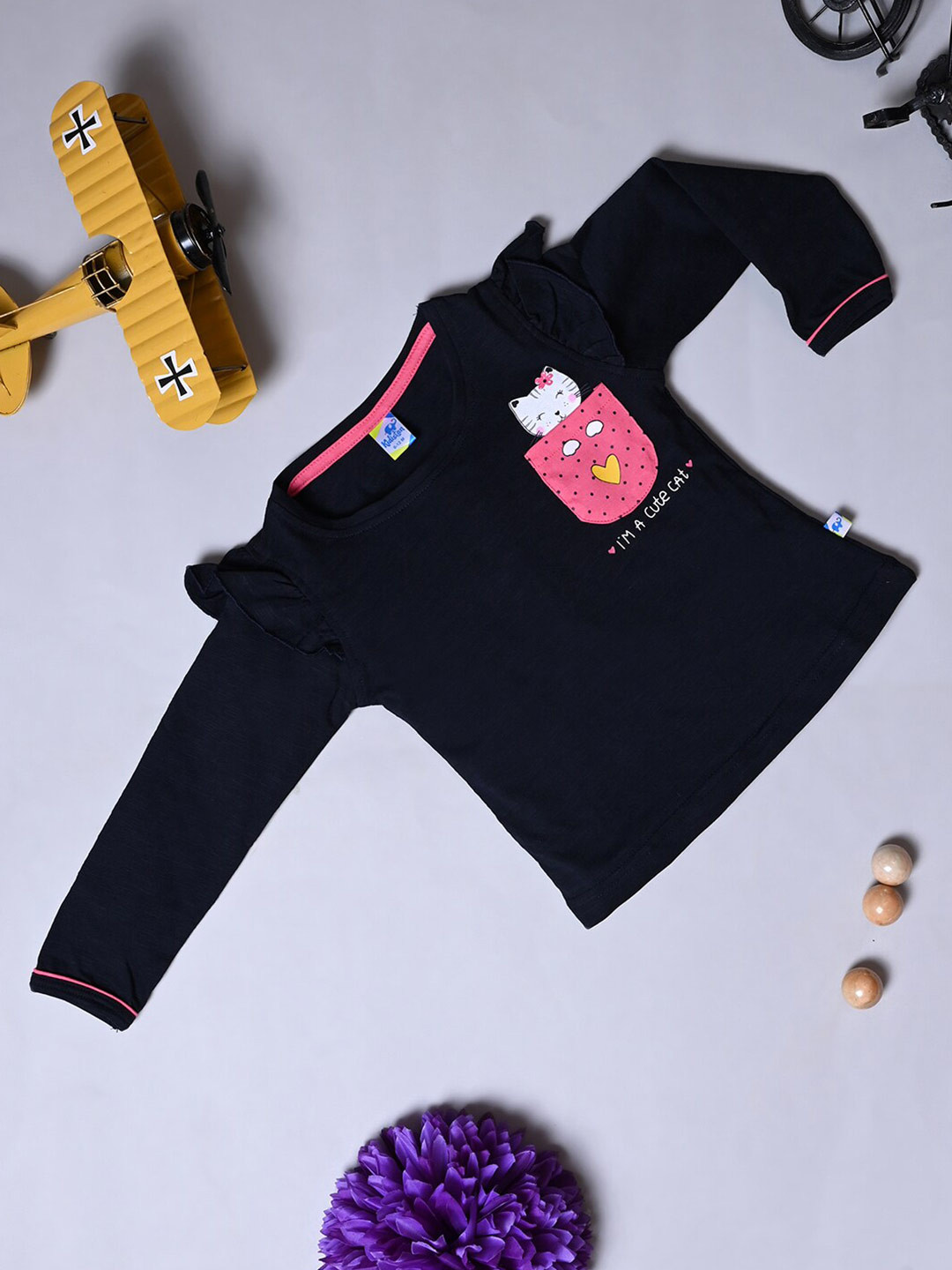 

V-Mart Infants Typography Printed Cotton T-shirt, Black