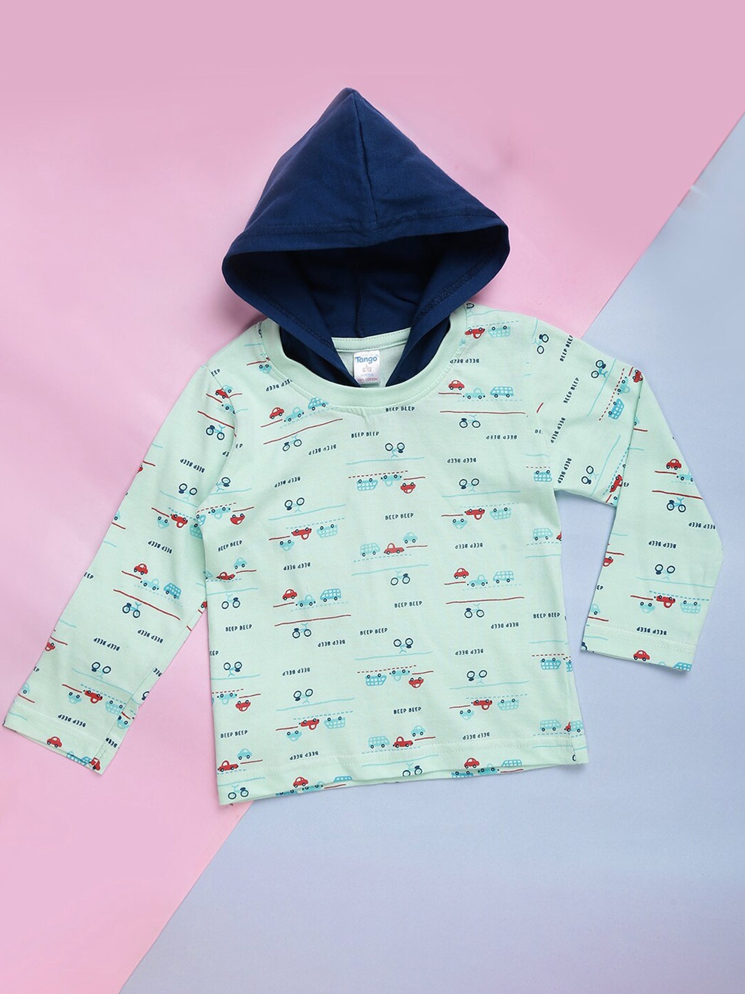 

V-Mart Infants Kids Conversational Printed Hooded Cotton T-shirt, Blue