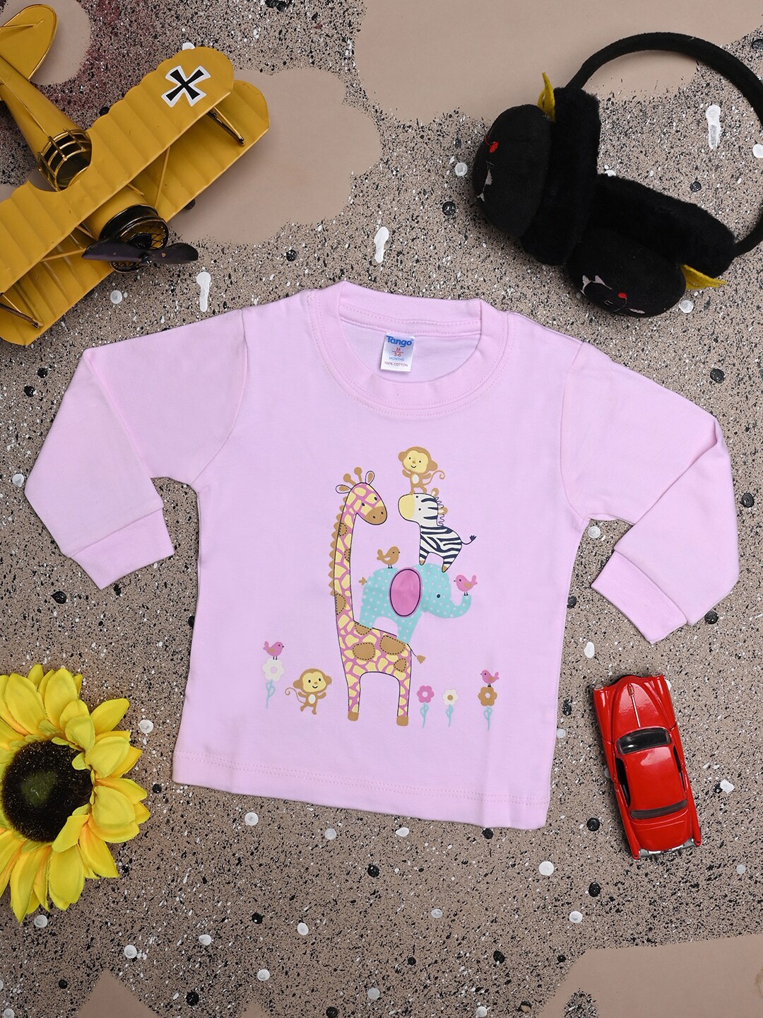 

V-Mart Kids Graphic Printed Round Neck Long Sleeve Cotton T-shirt, Pink