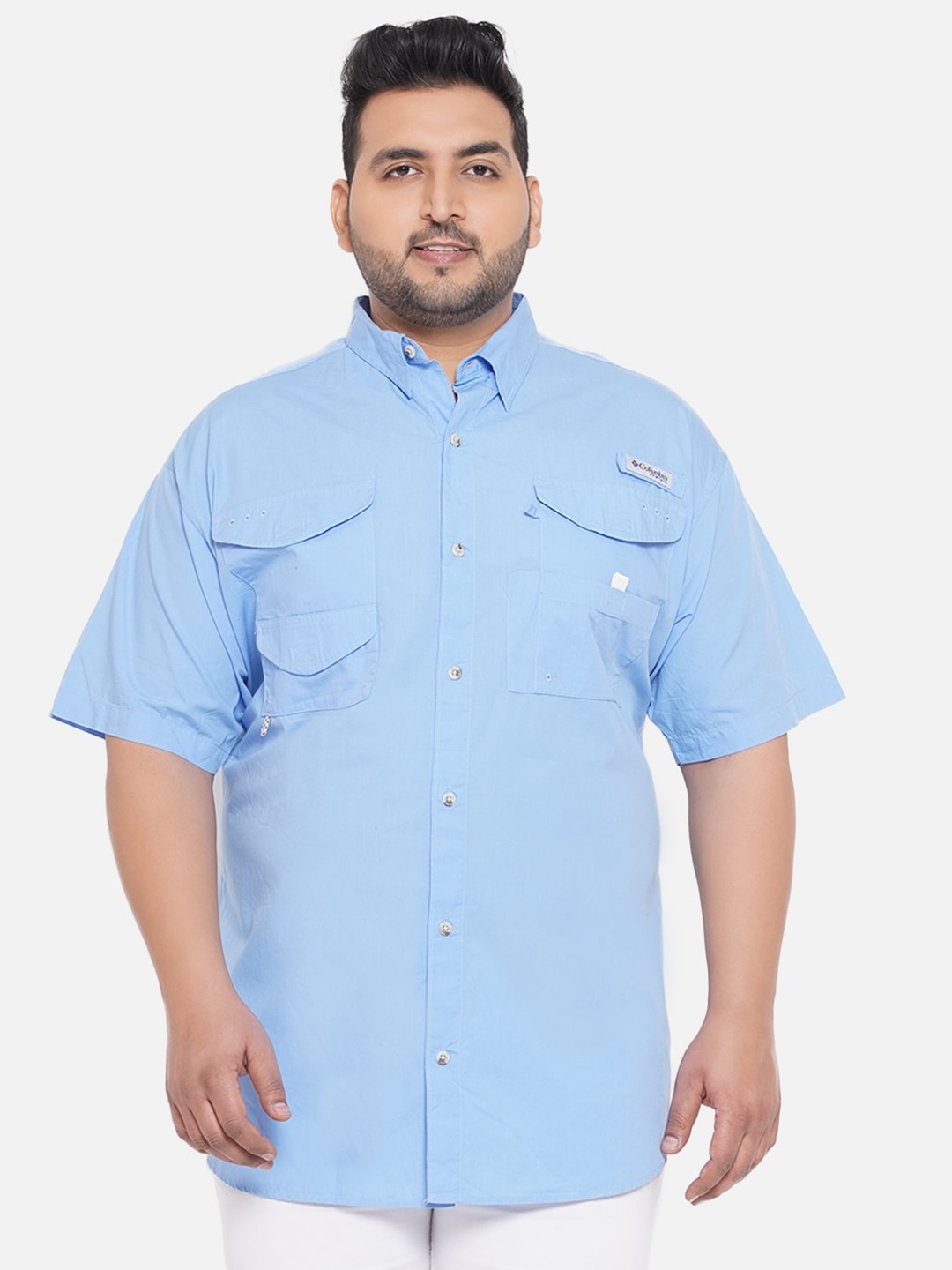 

Santonio Plus Size Classic Pure Cotton Casual Shirt, Blue