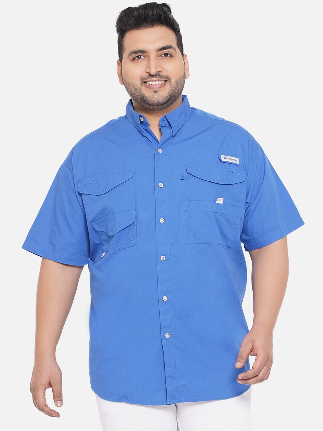 

Santonio Plus Size Classic Button-Down Collar Casual Shirt, Blue