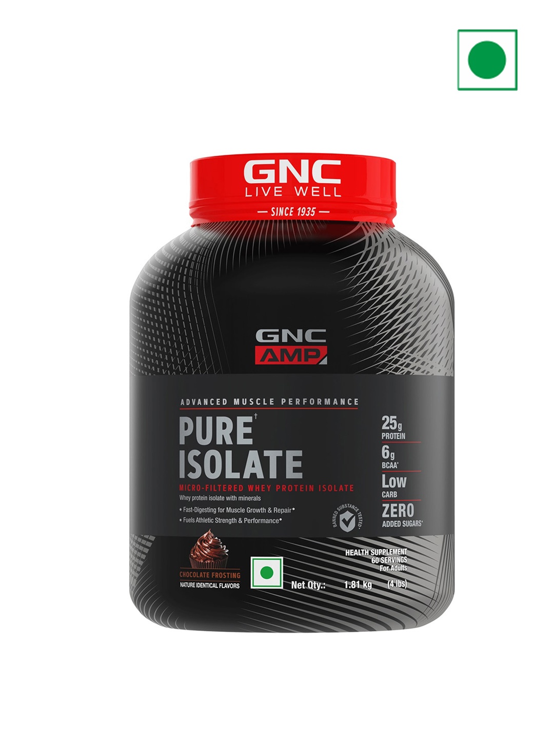 

GNC Chocolate Frosting AMP Pure Isolate Low Carb - 1.8 kg, Black