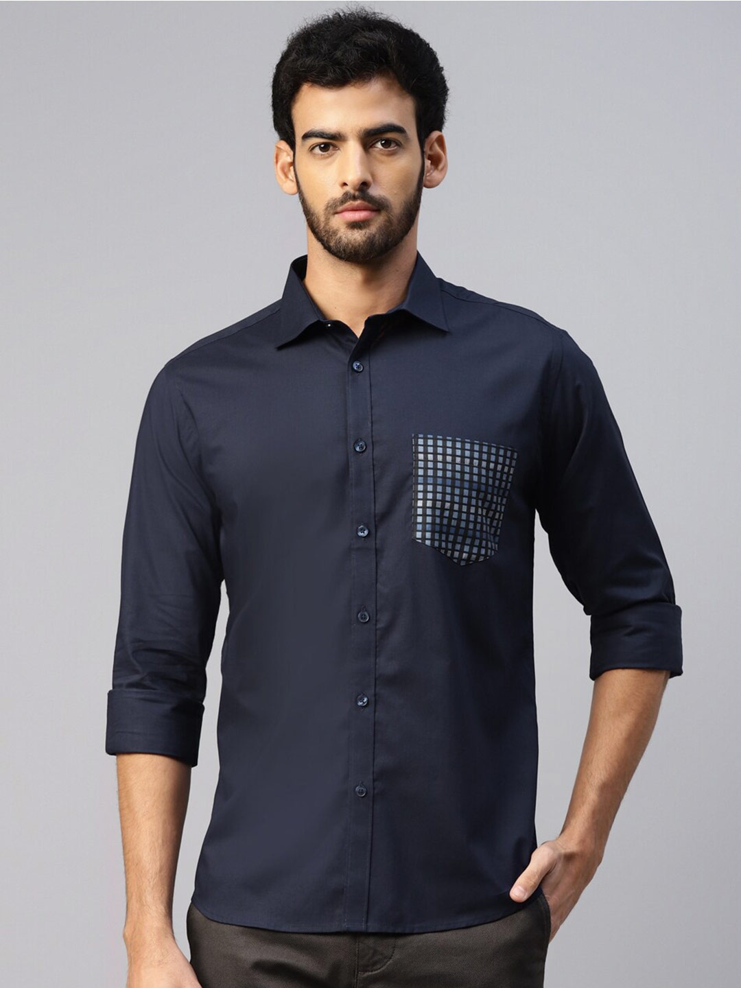 

DON VINO Comfort Slim Fit Cotton Casual Shirt, Navy blue