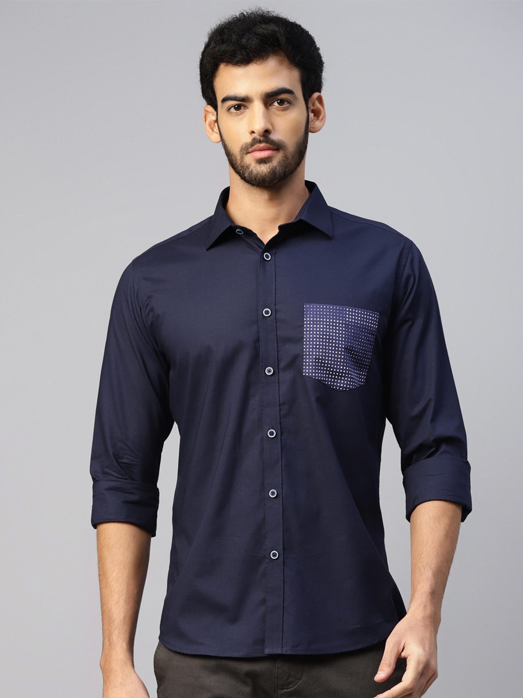 

DON VINO Comfort Slim Fit Cotton Casual Shirt, Navy blue