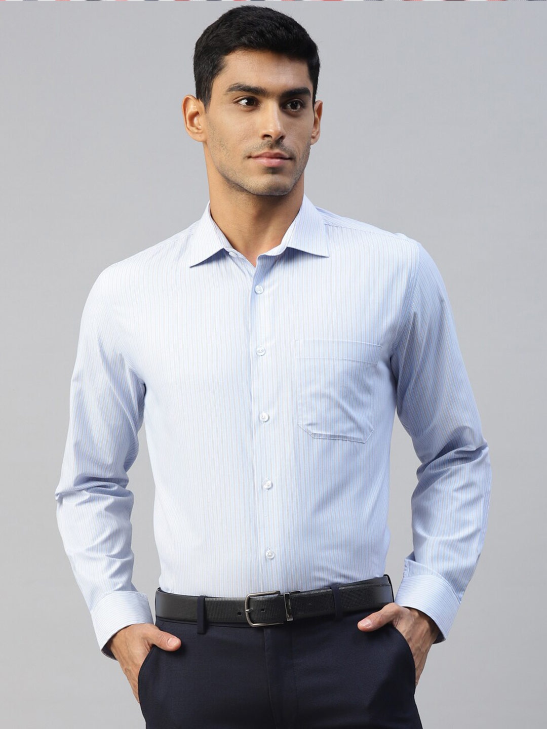 

DON VINO Comfort Slim Fit Striped Cotton Formal Shirt, Blue