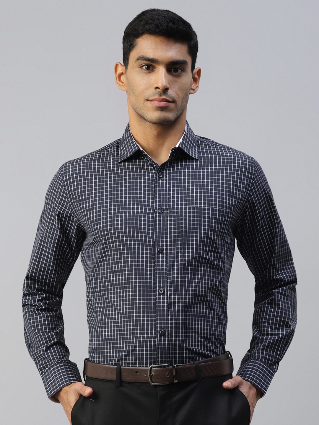 

DON VINO Comfort Opaque Checked Cotton Casual Shirt, Blue