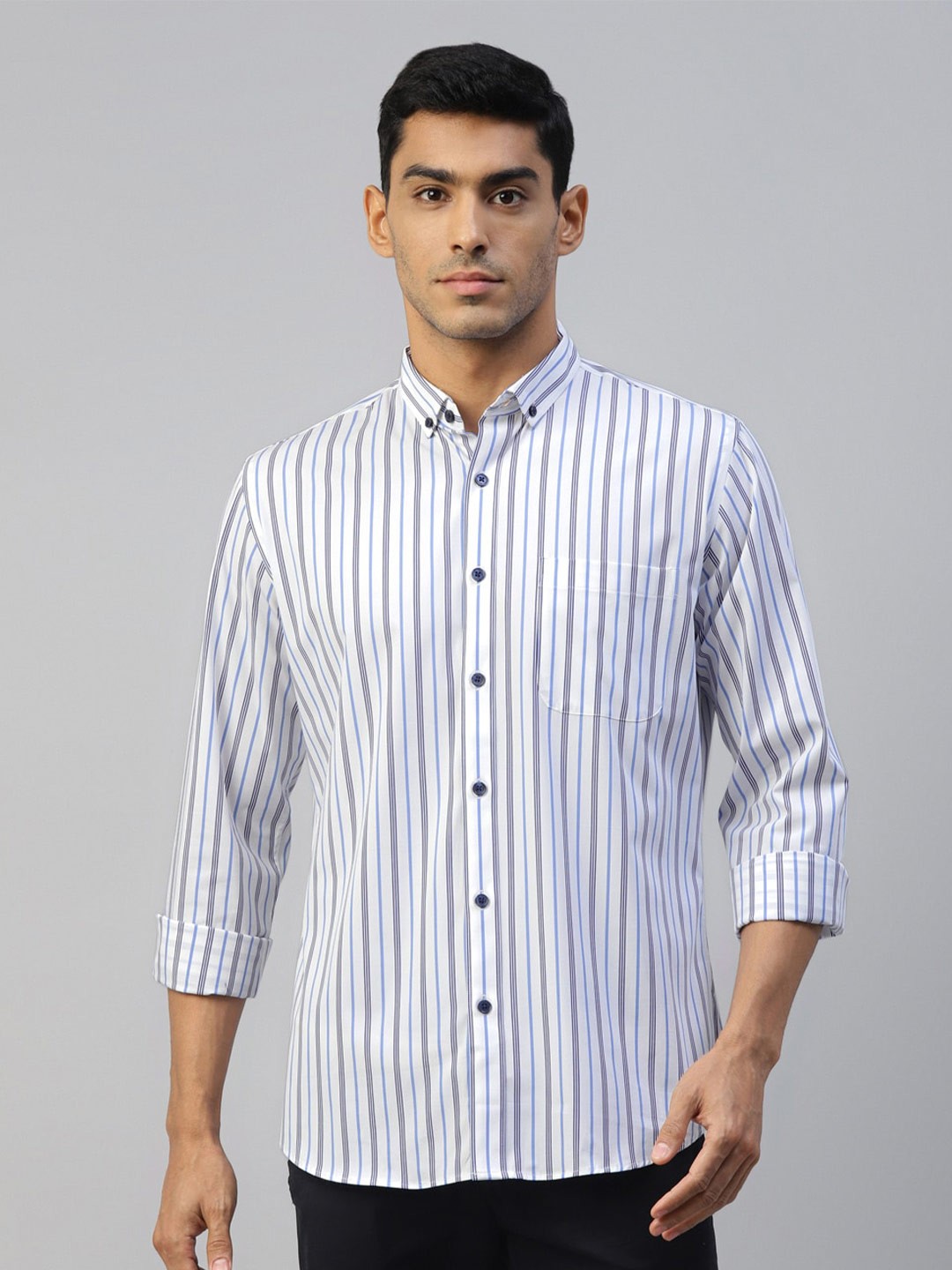 

DON VINO Comfort Opaque Striped Cotton Casual Shirt, Blue