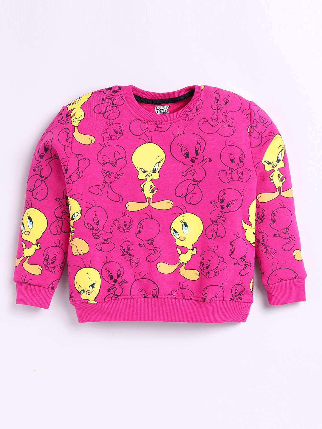 

Eteenz Girls Tweety Print Premium Cotton Sweatshirt, Fuchsia