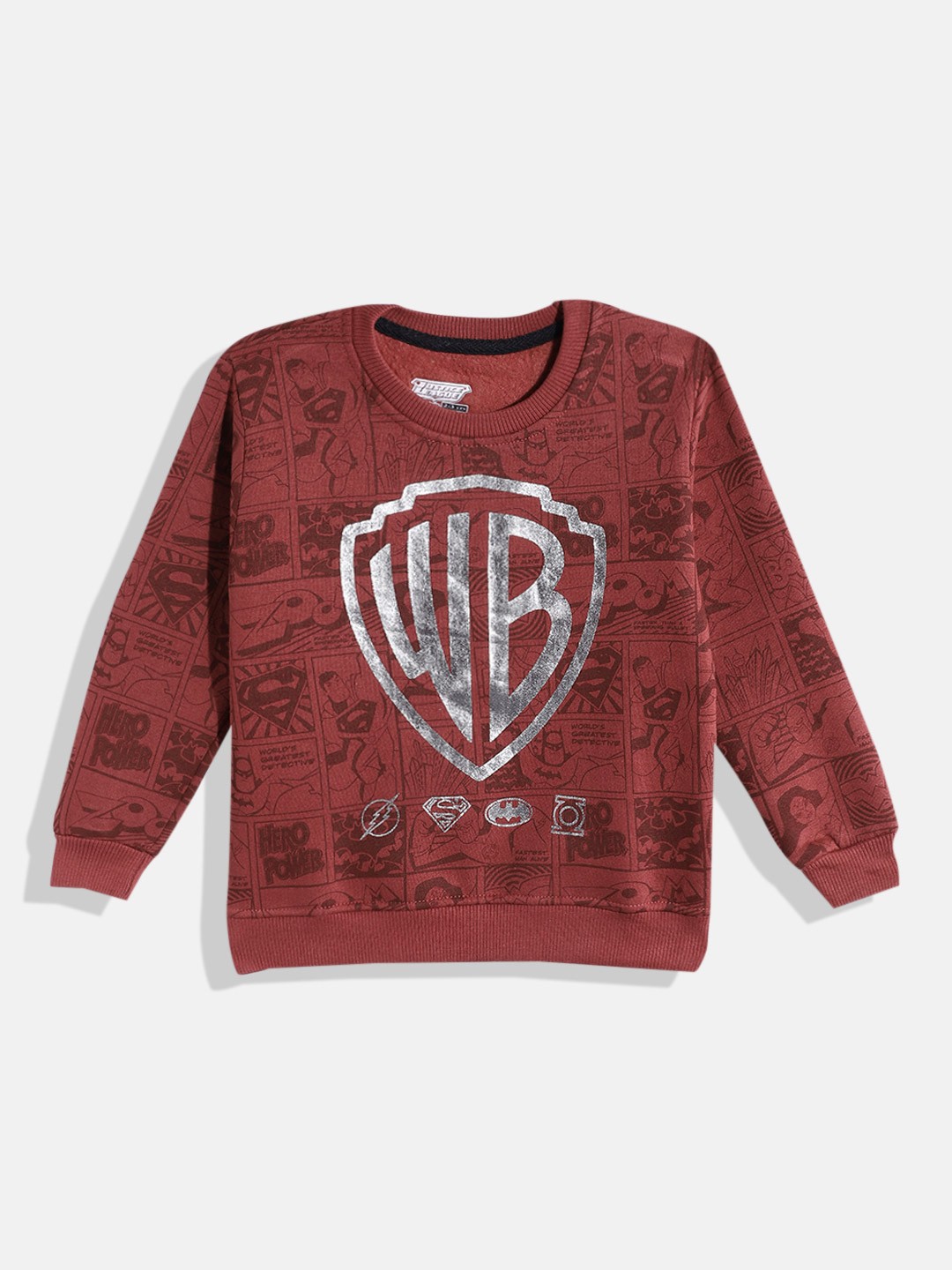

Eteenz Boys Premium Cotton Justice League Printed Sweatshirt, Brown