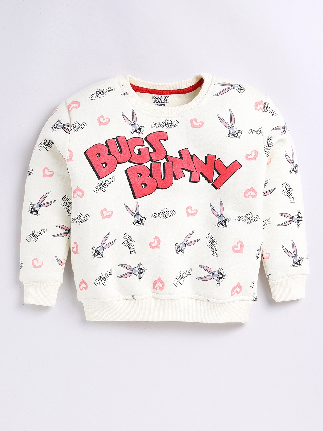 

Eteenz Girls Bugs Bunny Printed Premium Cotton Sweatshirt, Off white