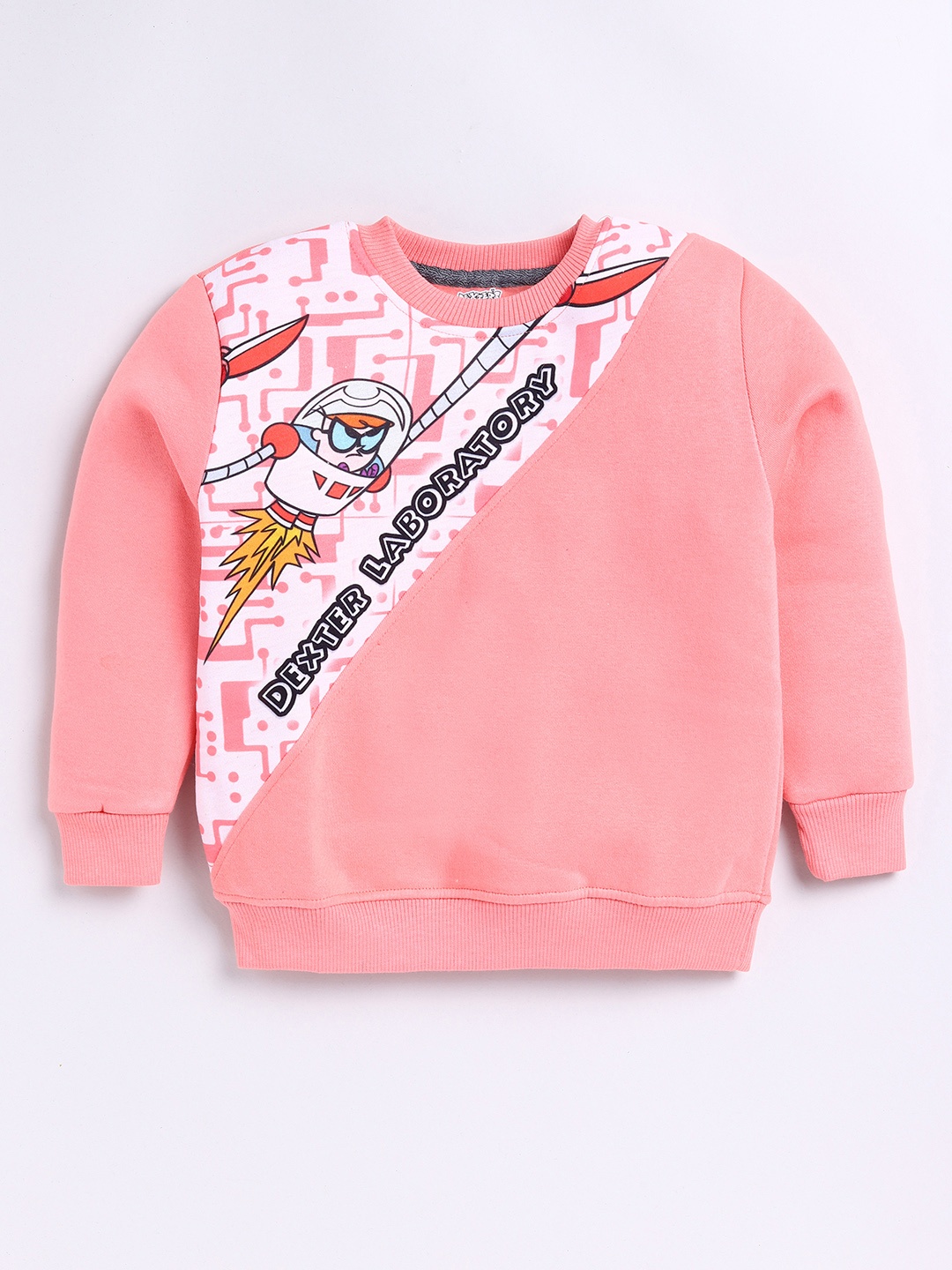 

Eteenz Boys Dexter Printed Colorblocked Premium Cotton Sweatshirt, Peach