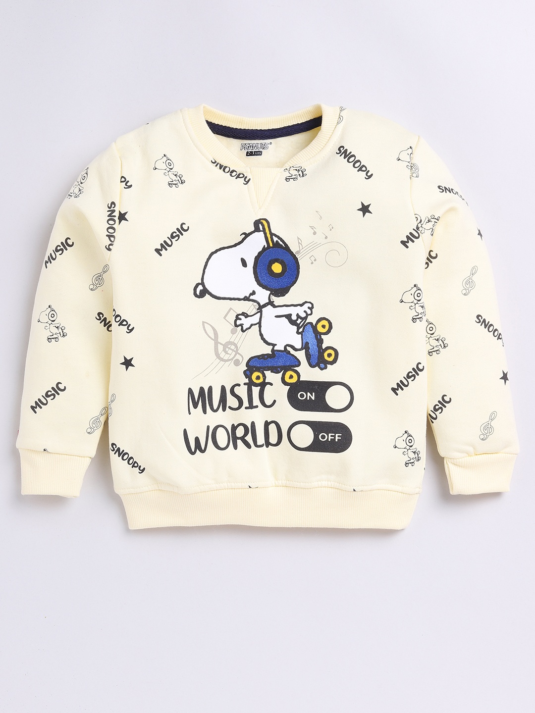 

Eteenz Boys Snoopy Printed Premium Cotton Sweatshirt, Off white
