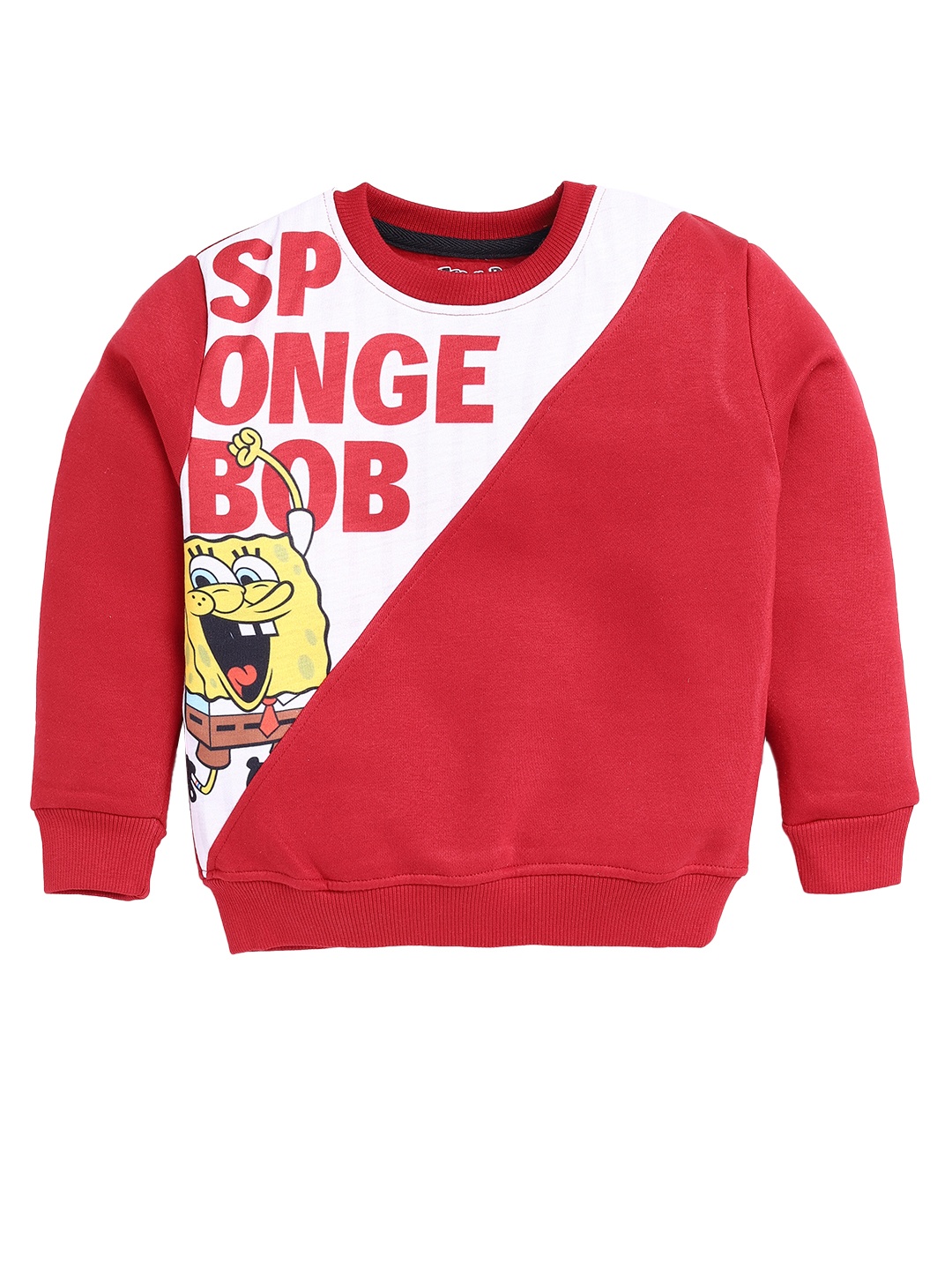 

Eteenz Boys Spongebob Printed Colorblocked Premium Cotton Sweatshirt, Red