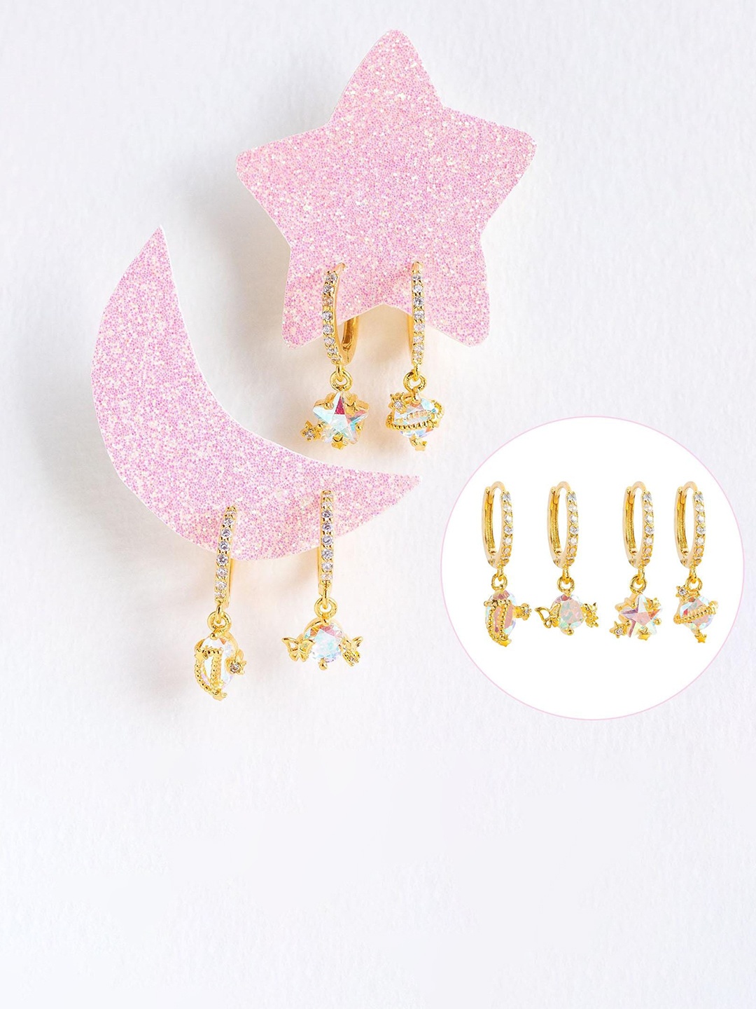 

Lyla Set Of 4 Half Hoop Earrings, Gold