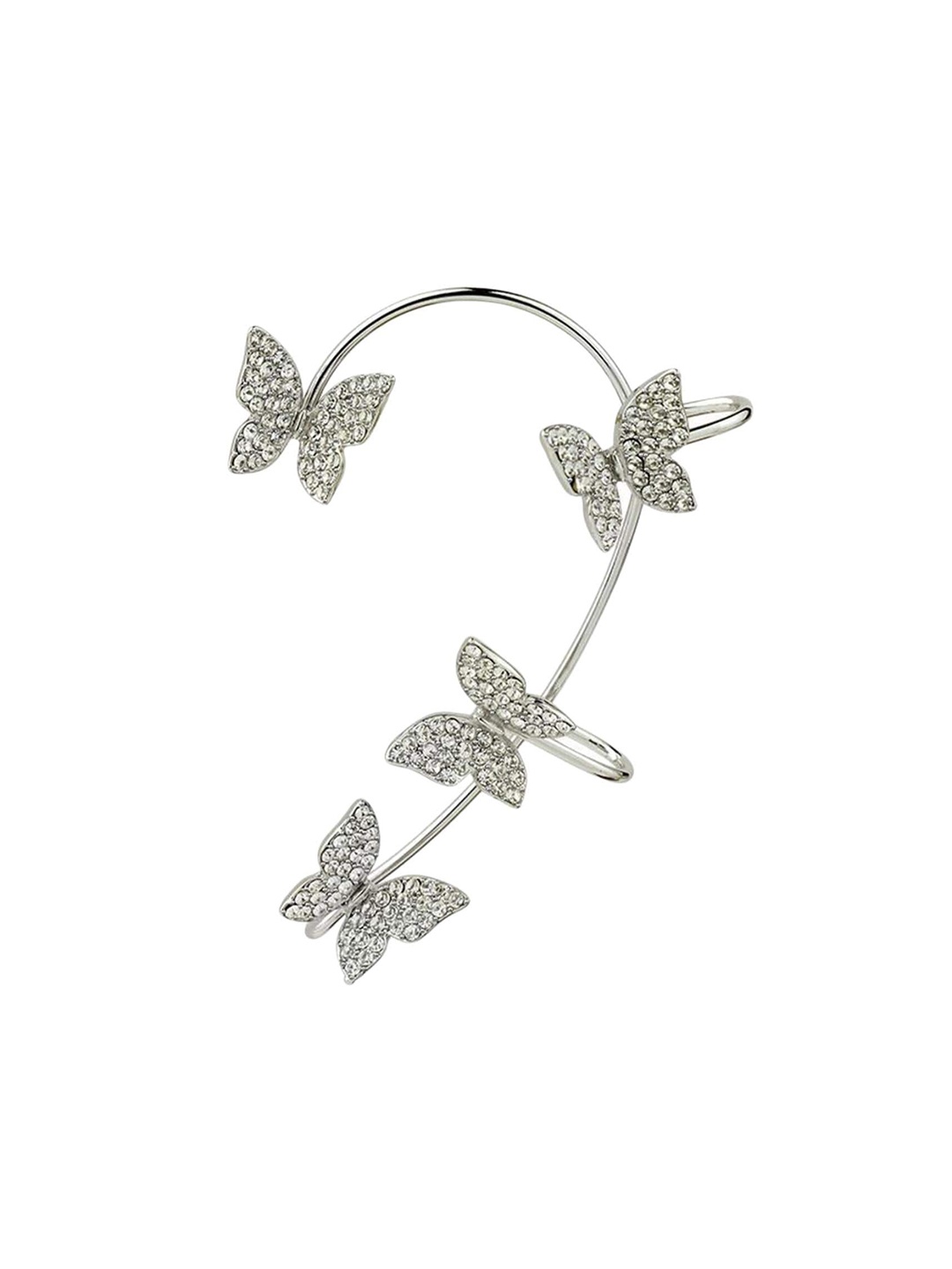 

Lyla Artificial Stones Contemporary Ear Cuff Earrings, Silver