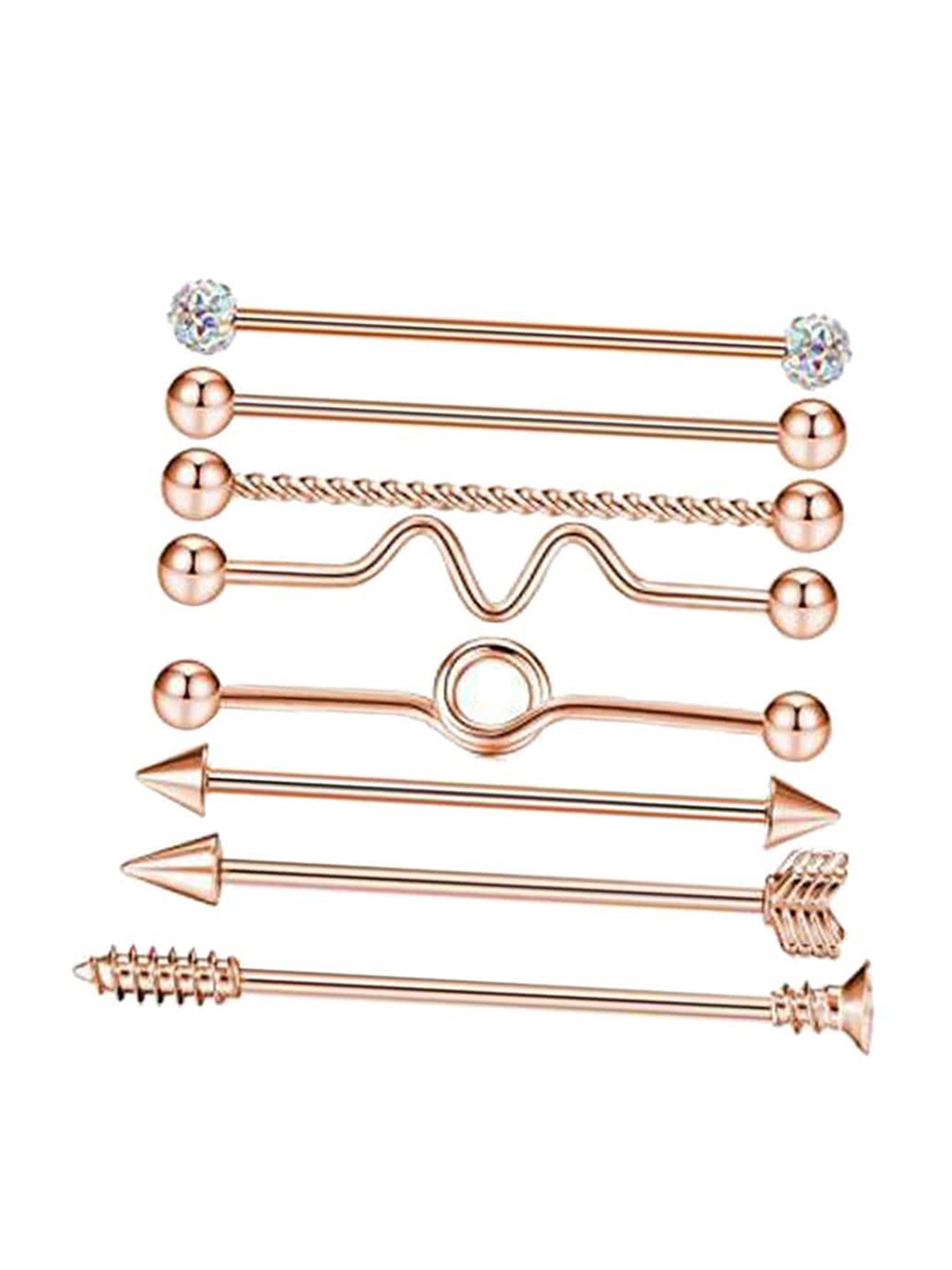 

Lyla Set Of 8 Ball Barbell Ear Bar Earring, Gold