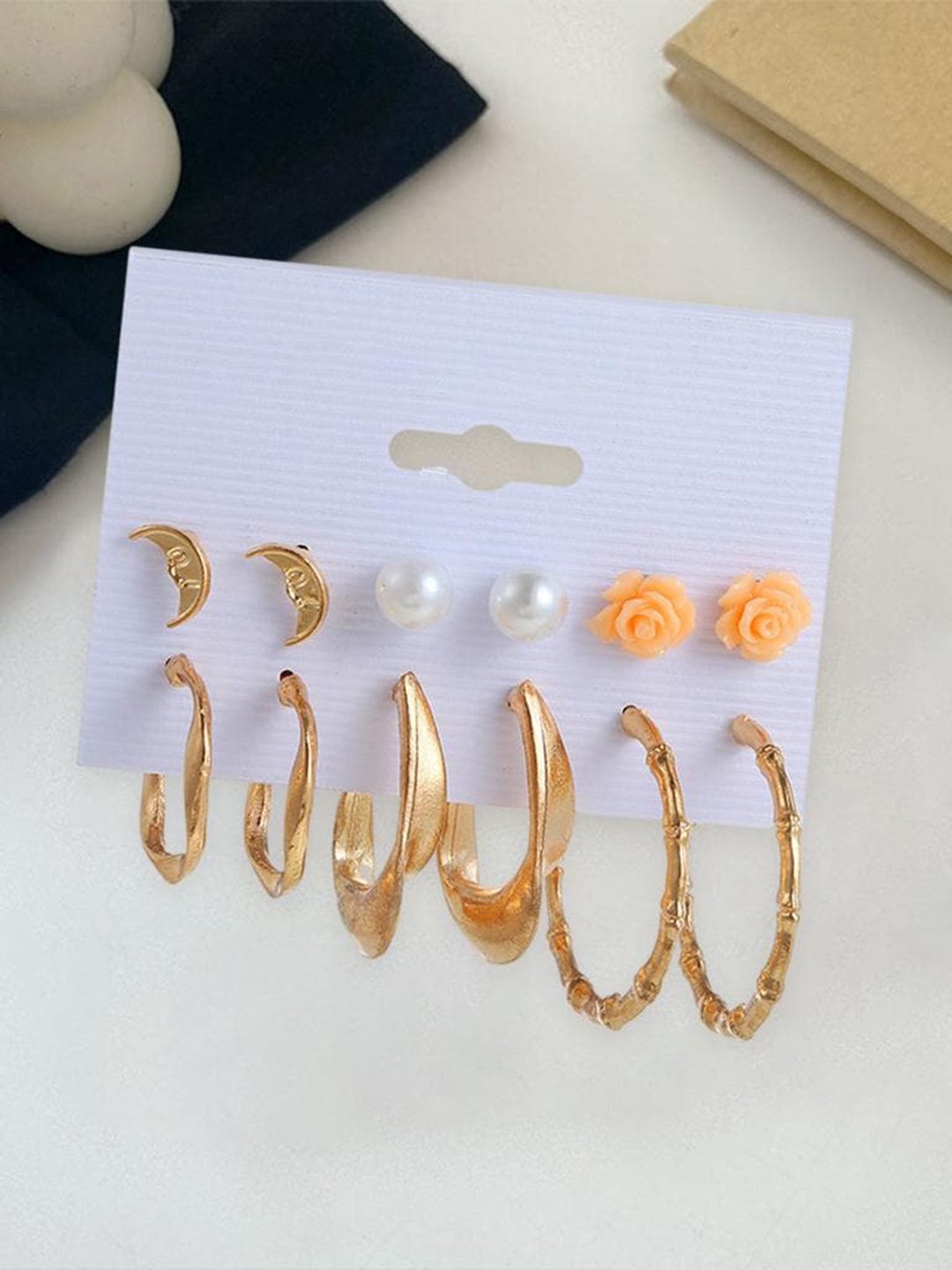 

Lyla Set of 6 Hoop & Studs Earrings, Gold