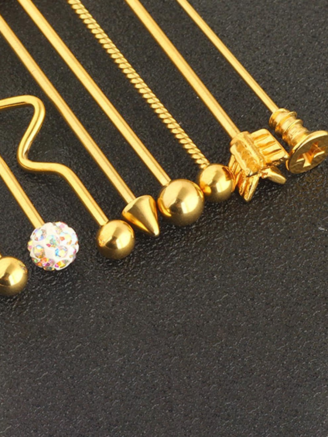 

Lyla Set Of 9 Contemporary Studs Earrings, Gold