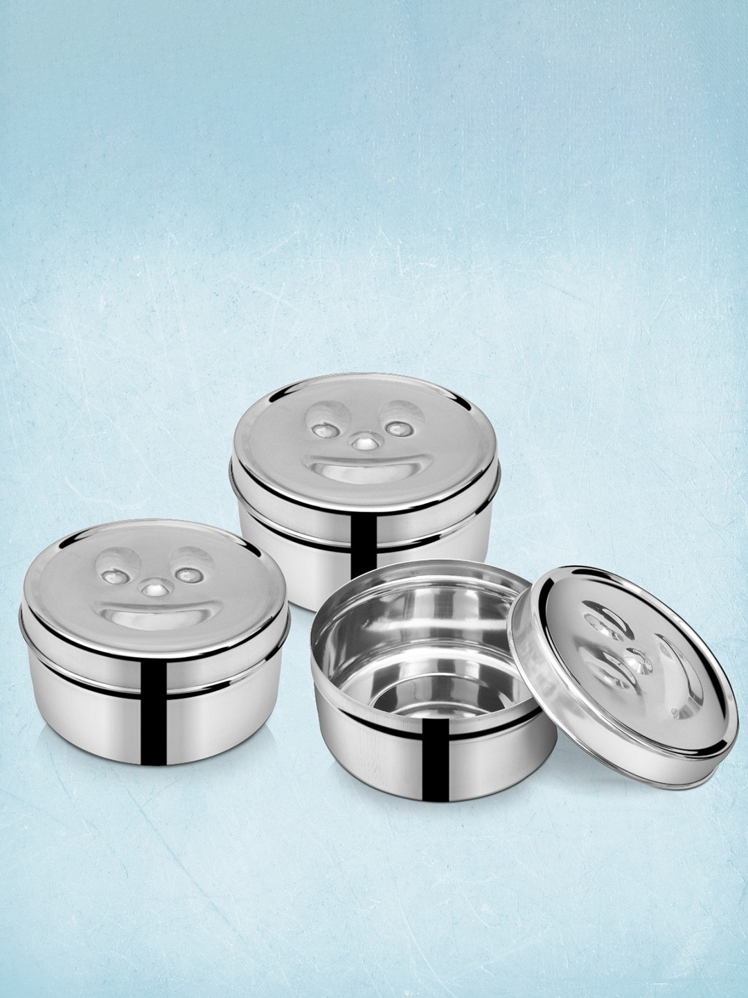 

DREAM HOME 3 Pieces Stainless steel Dishwasher Safe Utility Container 500 ml Each, Silver