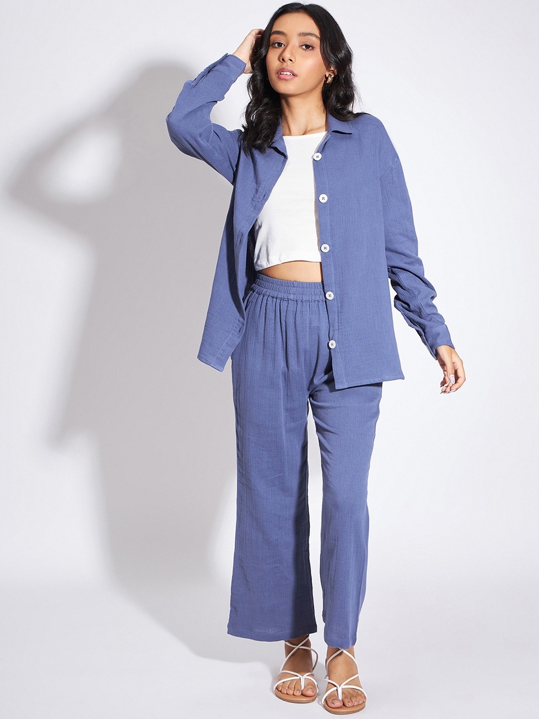 

luyk Winter Wonderland Top With Shirt & Trouser, Purple