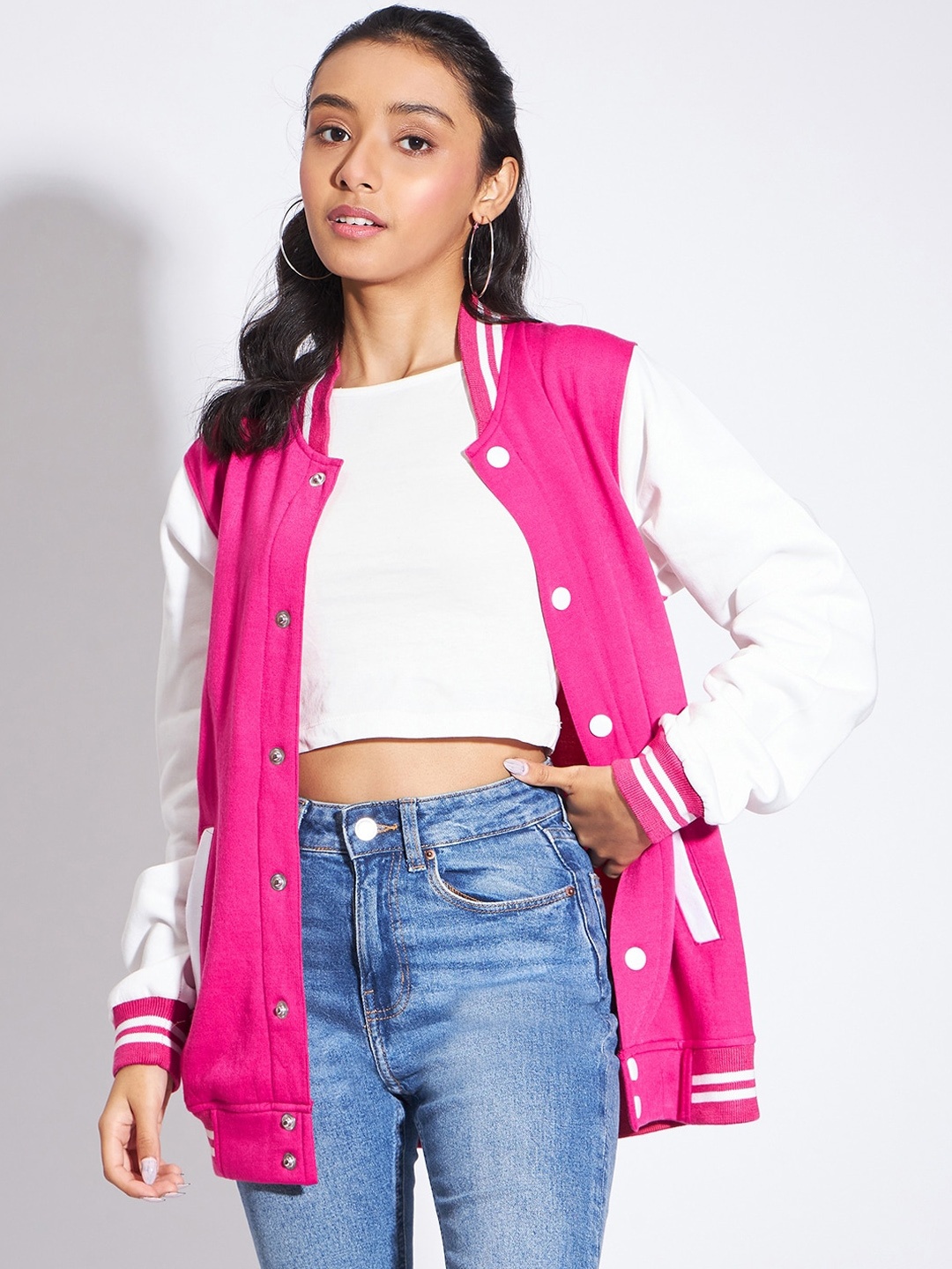 

luyk Girls Lightweight Fleece Varsity Jacket, Pink