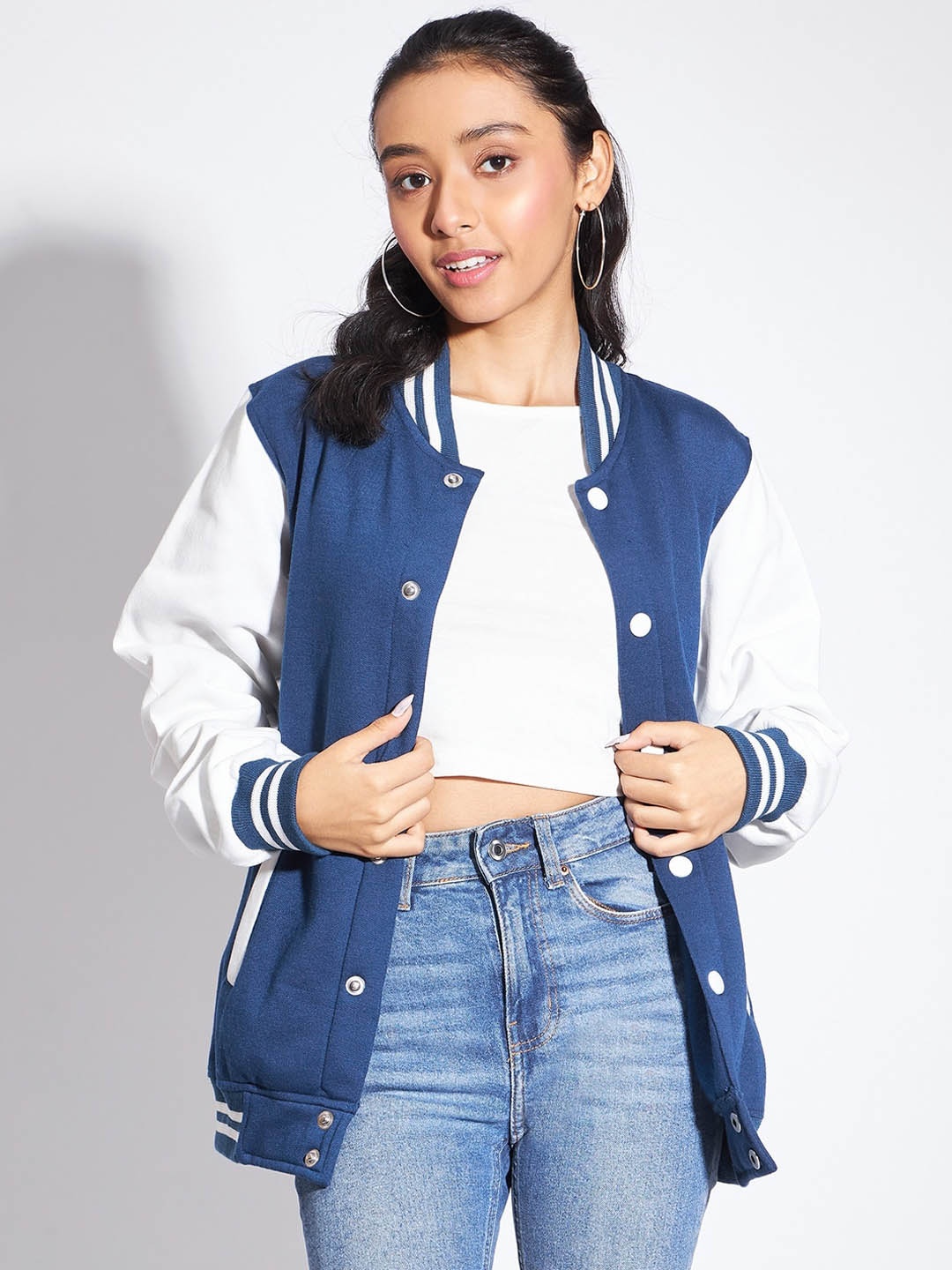 

luyk Girls Lightweight Fleece Varsity Jacket, Blue