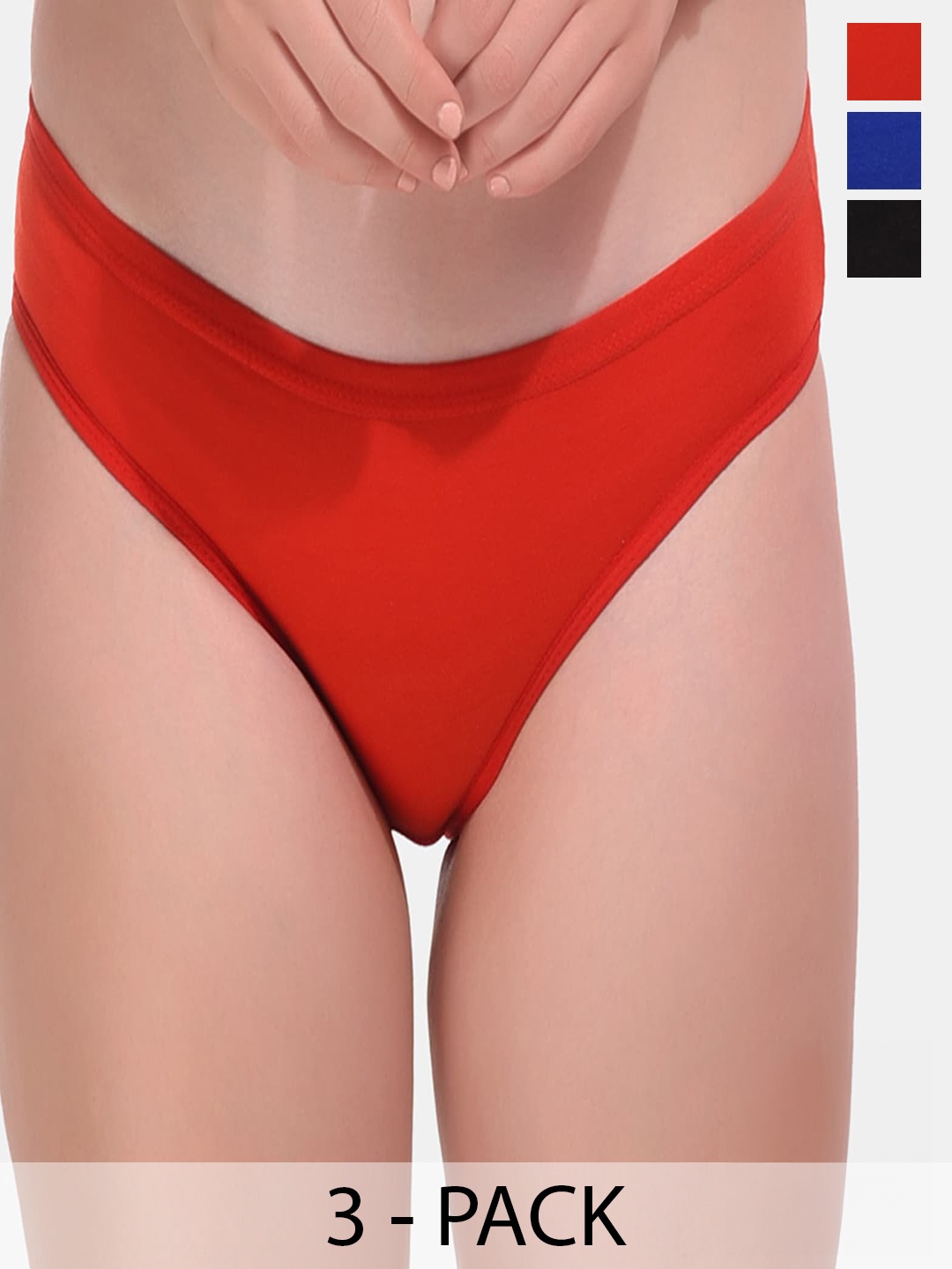 

ESOROUCHA Pack Of 3 Mid-Rise Hipster Briefs, Red