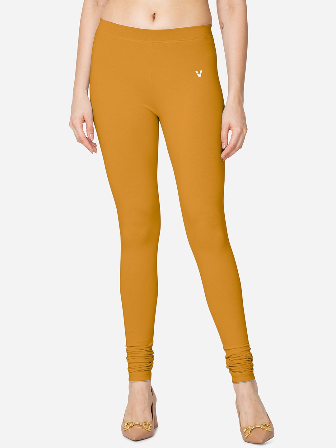 

VStar Slim-Fit Cotton Stretchable Churidar-Length Leggings, Mustard