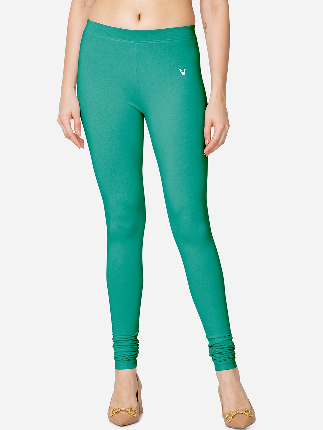 

VStar Slim-Fit Cotton Stretchable Churidar-Length Leggings, Green