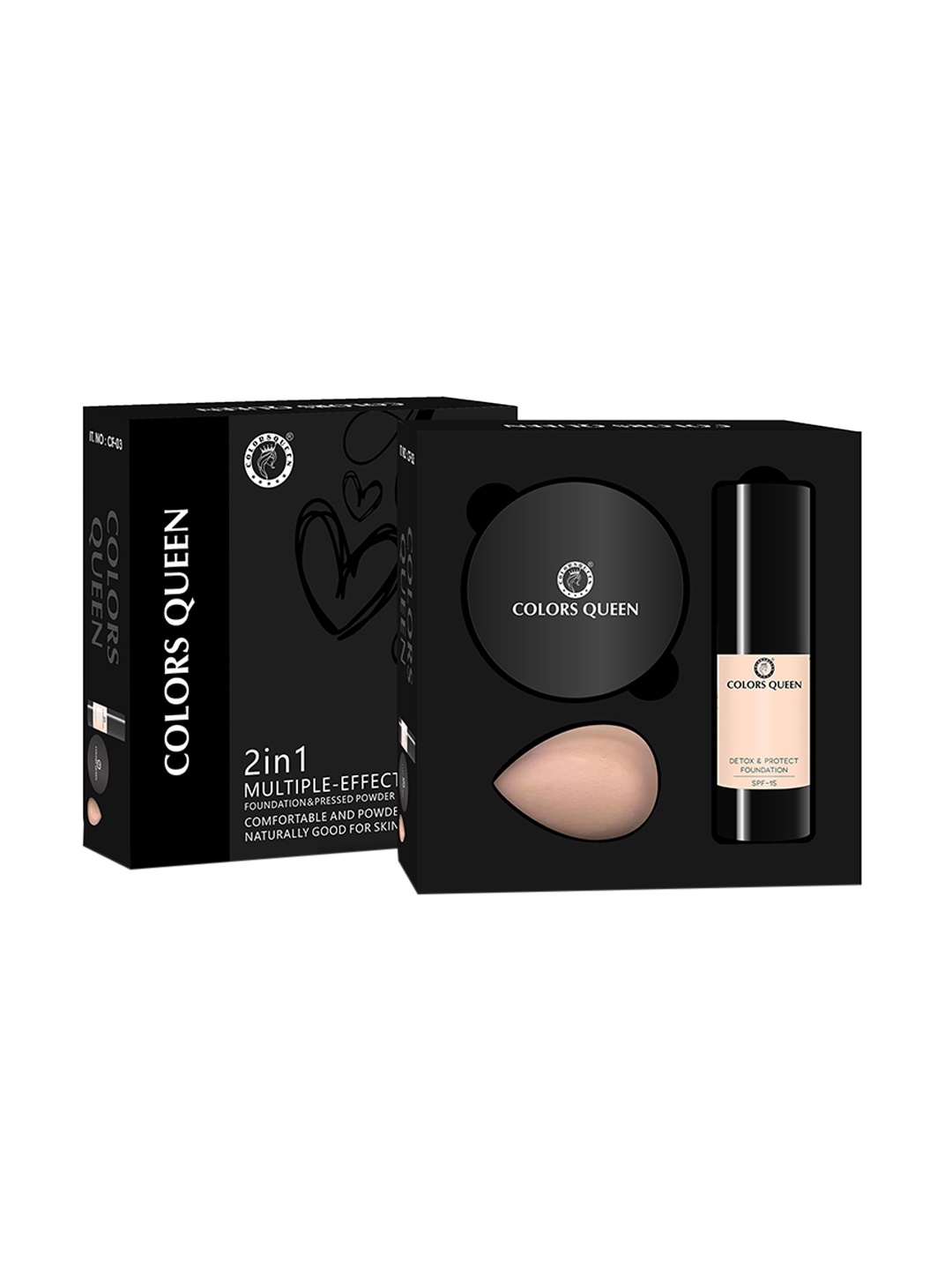 

Colors Queen Set Of 3 Compact Foundation & Beauty Blender, Black