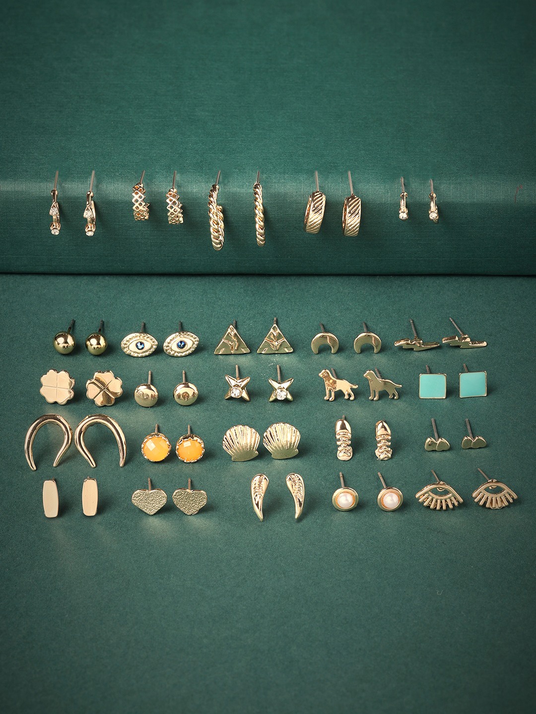 

Zaveri Pearls Set Of 25 Gold Plated Studs Earrings