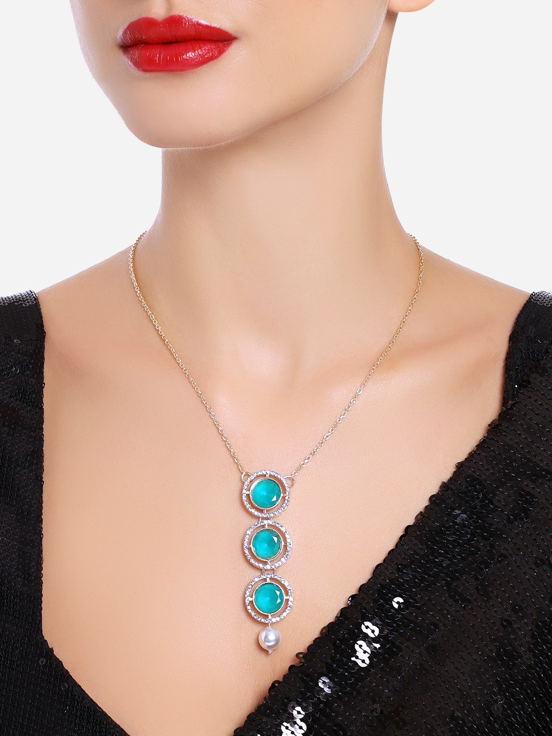 

Zaveri Pearls Gold-Plated Stone-Studded Chain