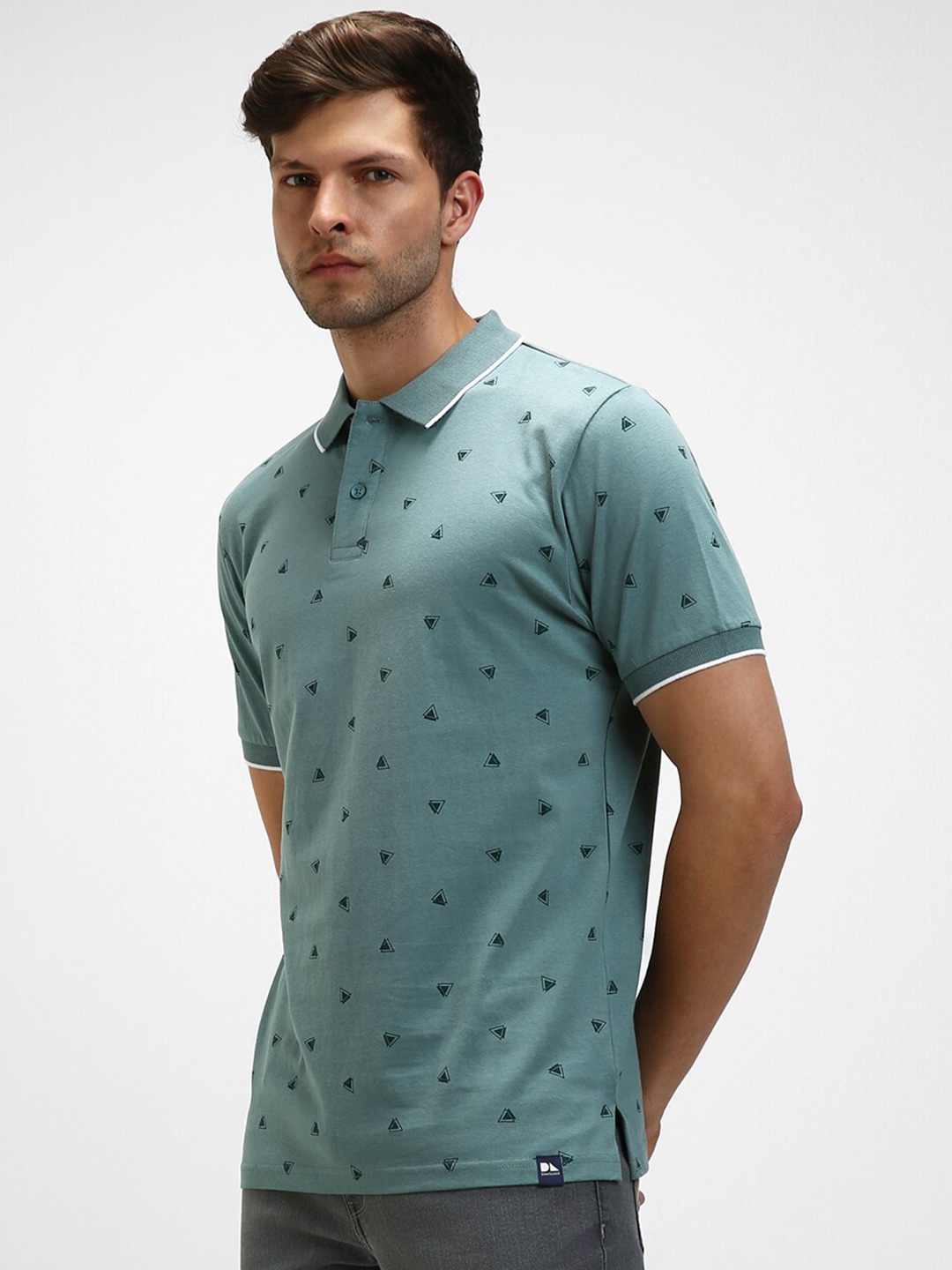 

Dennis Lingo Conversational Printed Polo Collar Pure Cotton T-shirt, Blue