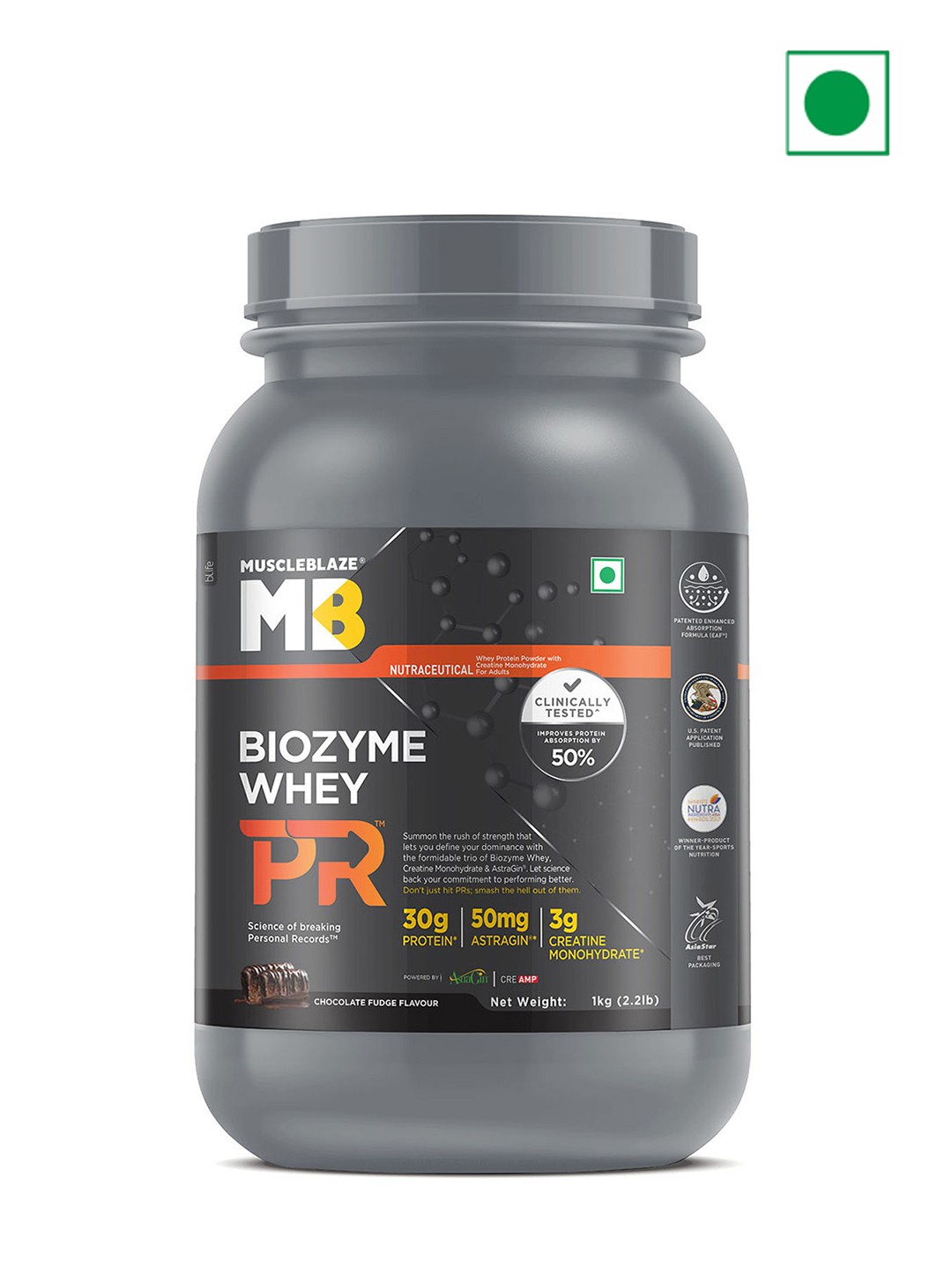 

MuscleBlaze Biozyme Performance Protein- 1Kg, Brown