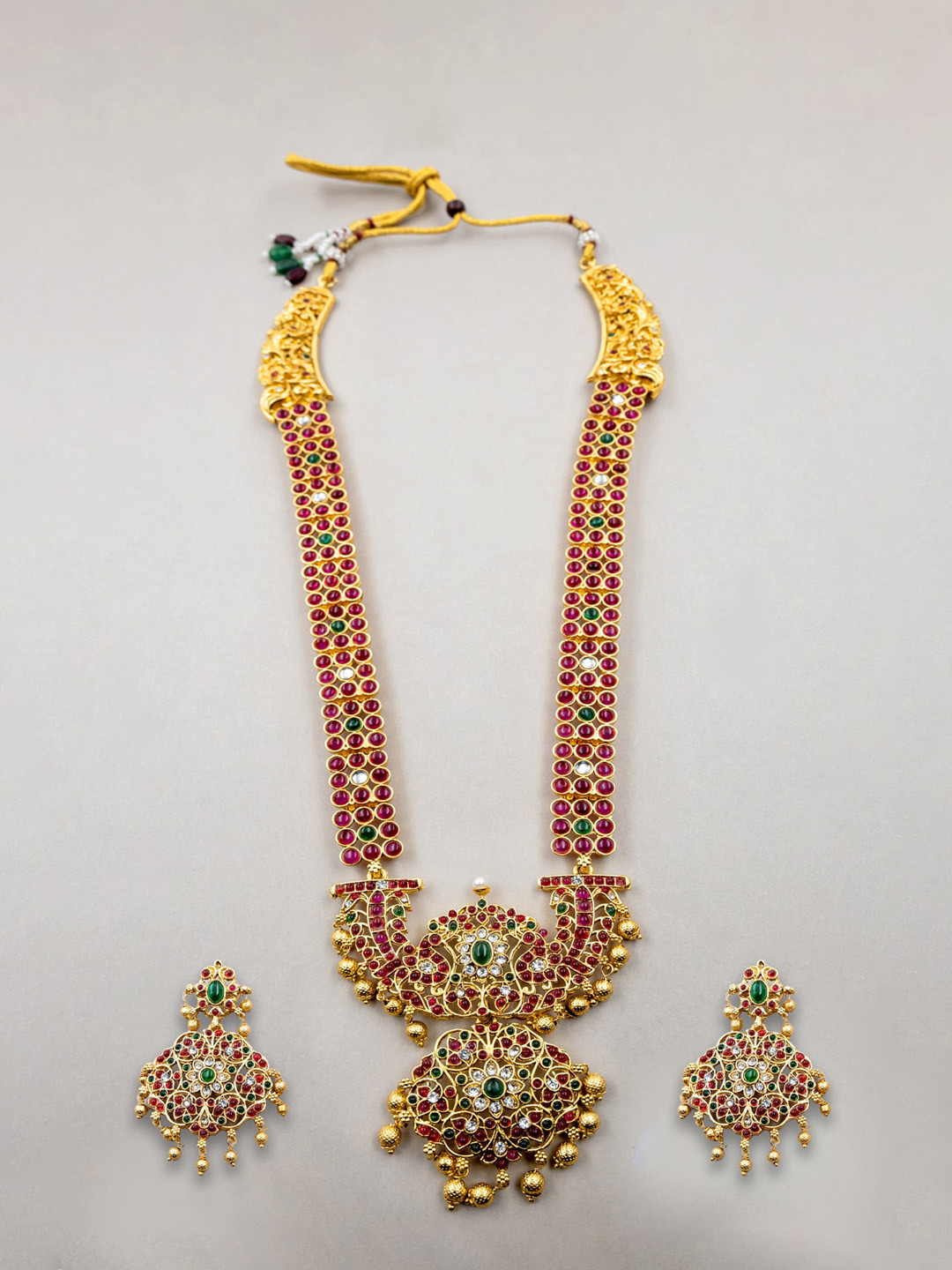 

StileAdda Gold-Plated Stones Studded & Beads Beaded Necklace With Earrings