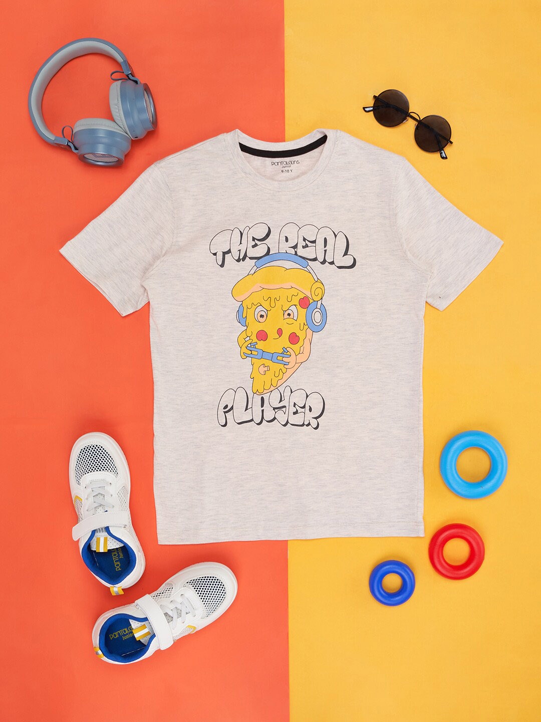

Pantaloons Junior Boys Graphic Printed Cotton T-shirt, Off white