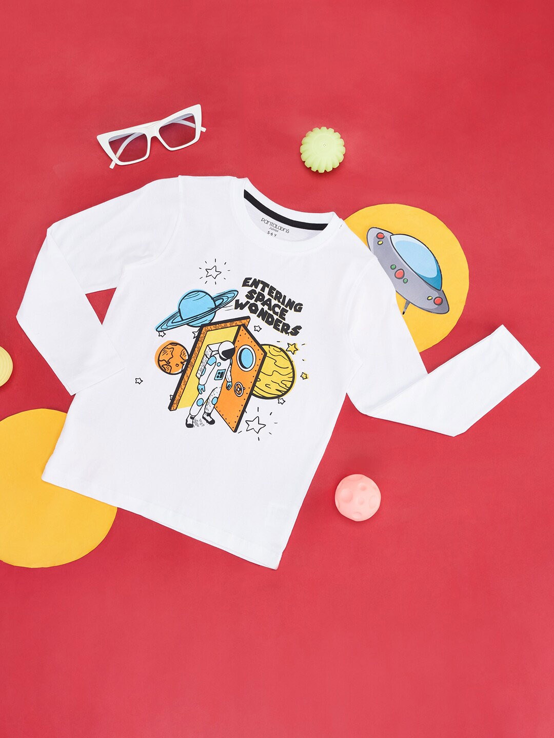 

Pantaloons Junior Boys Graphic Printed Cotton T-shirt, White