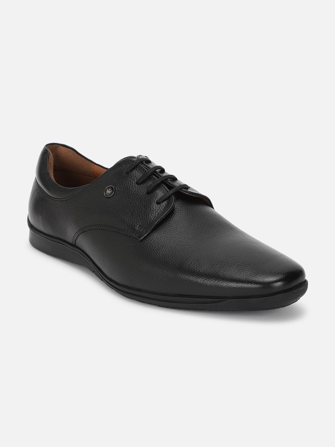 

Louis Philippe Men Leather Formal Derbys Shoes, Black