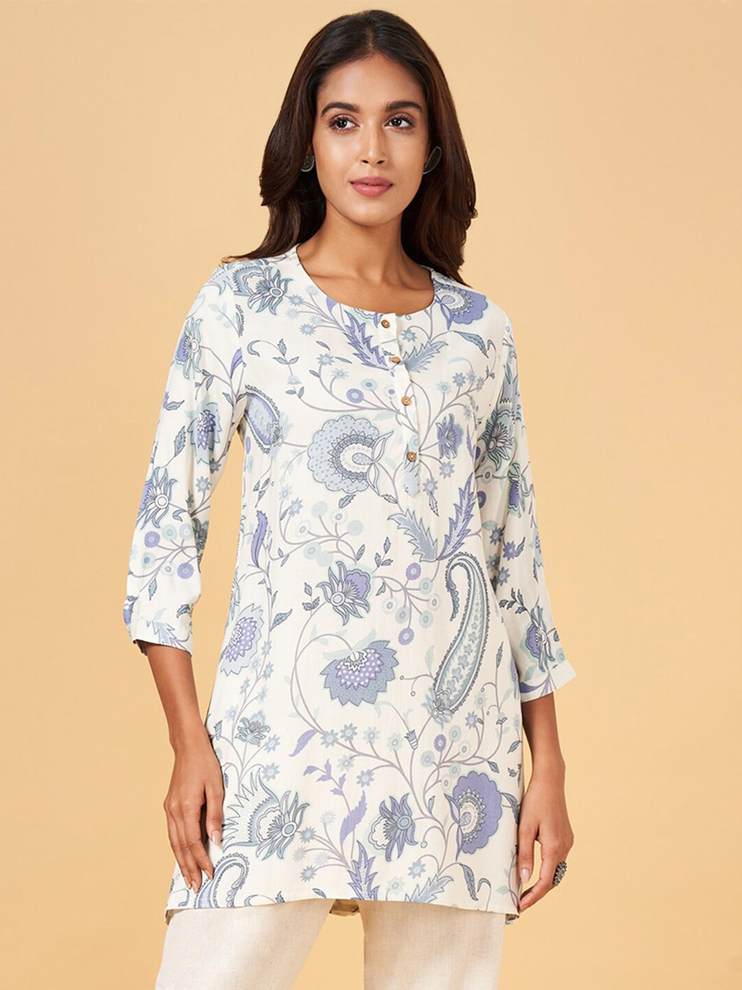 

RANGMANCH BY PANTALOONS Floral Printed Tunic, Blue