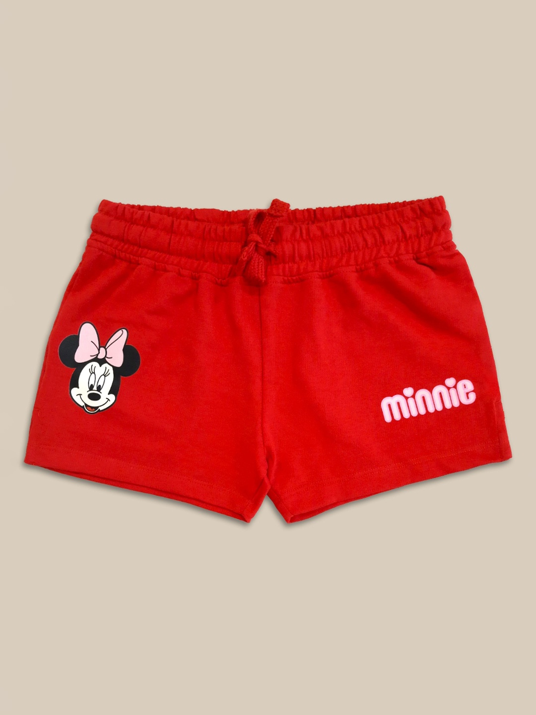 

Kids Ville Girls Minnie Mouse Printed Cotton Shorts, Red