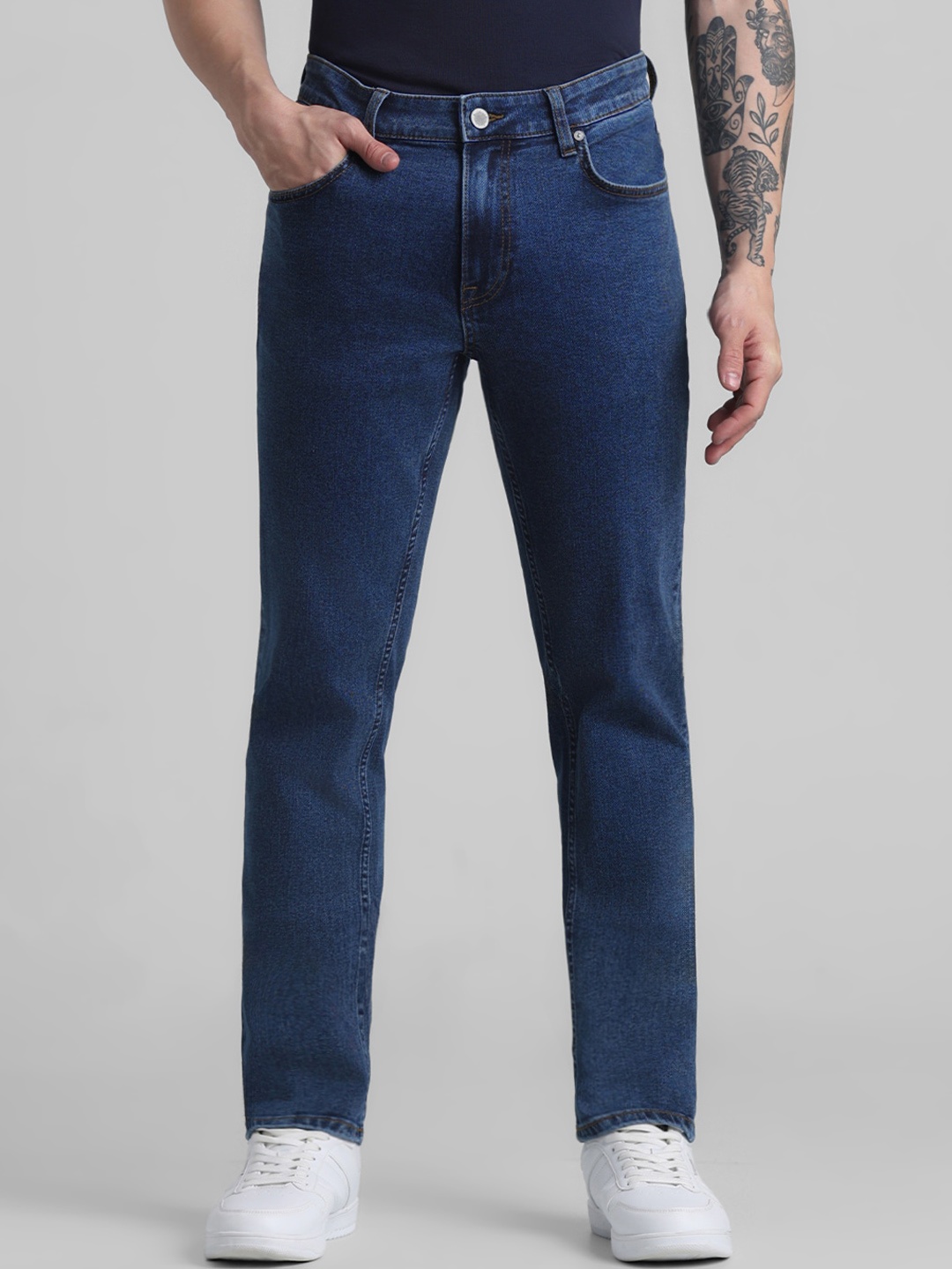 

Jack & Jones Men Ben Skinny Fit Low-Rise Stretchable Jeans, Blue