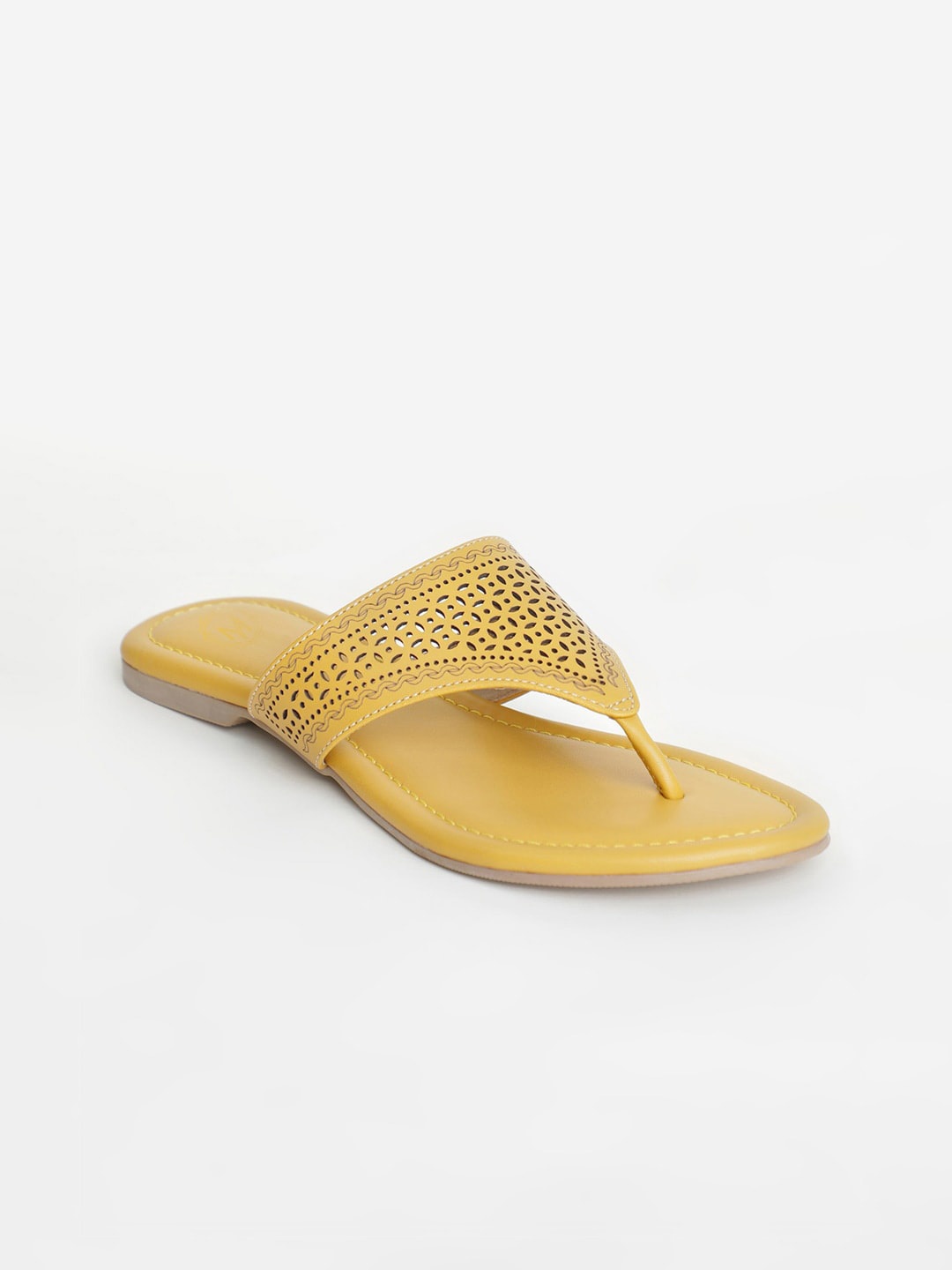 

Myra Textured Open Toe Flats, Mustard