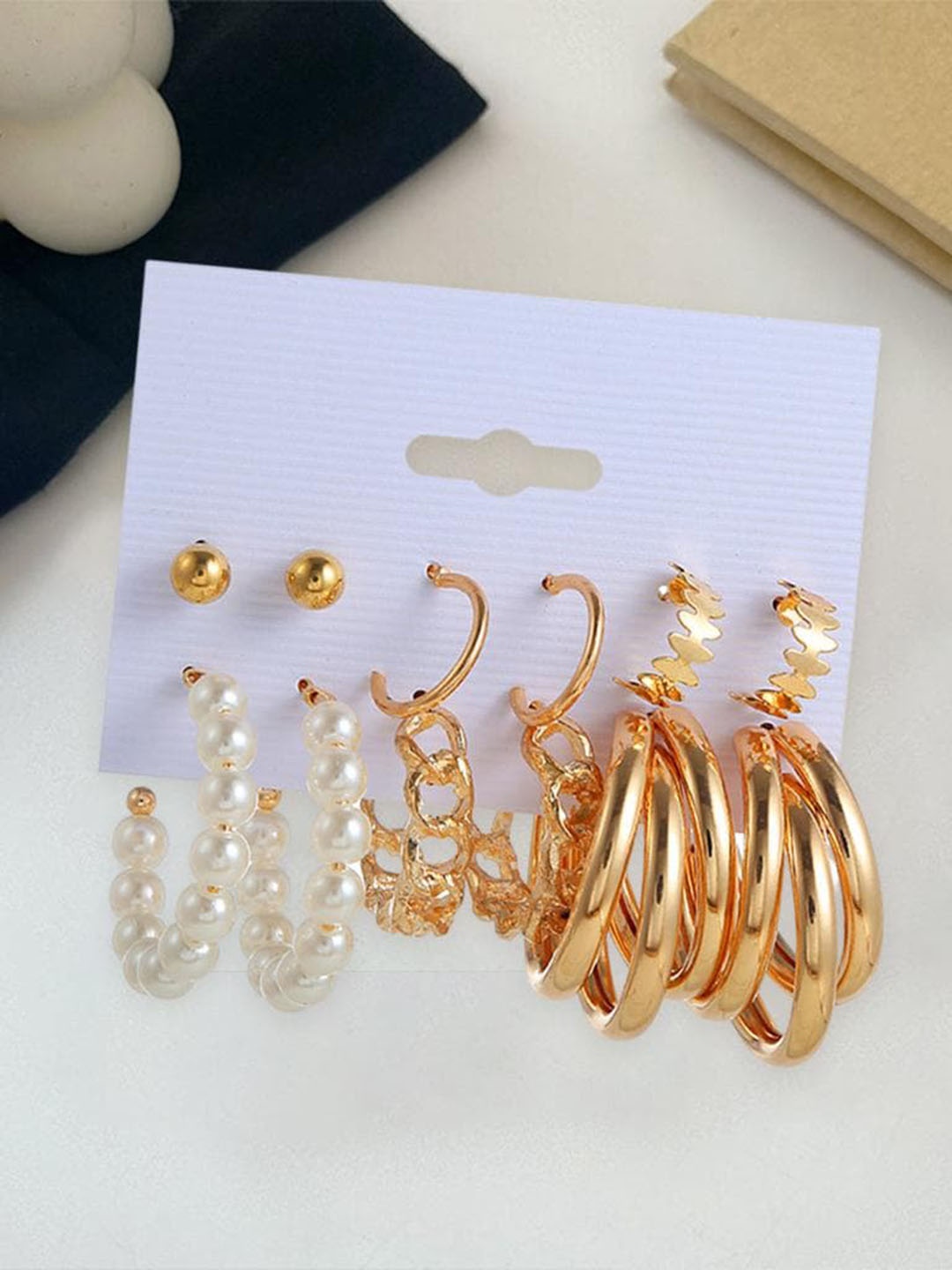 

Lyla Set of 6 Hoop & Studs Earrings, Gold