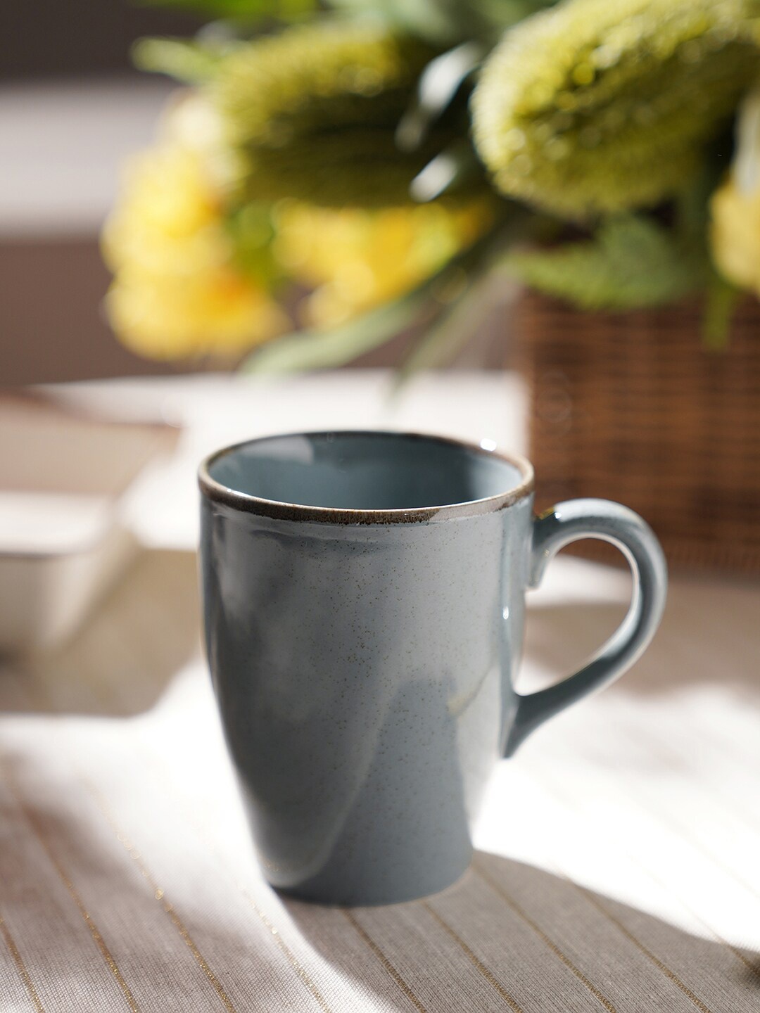 

Pure Home and Living Blue Solid Porcelain Glossy Coffee Mug - 350 ML