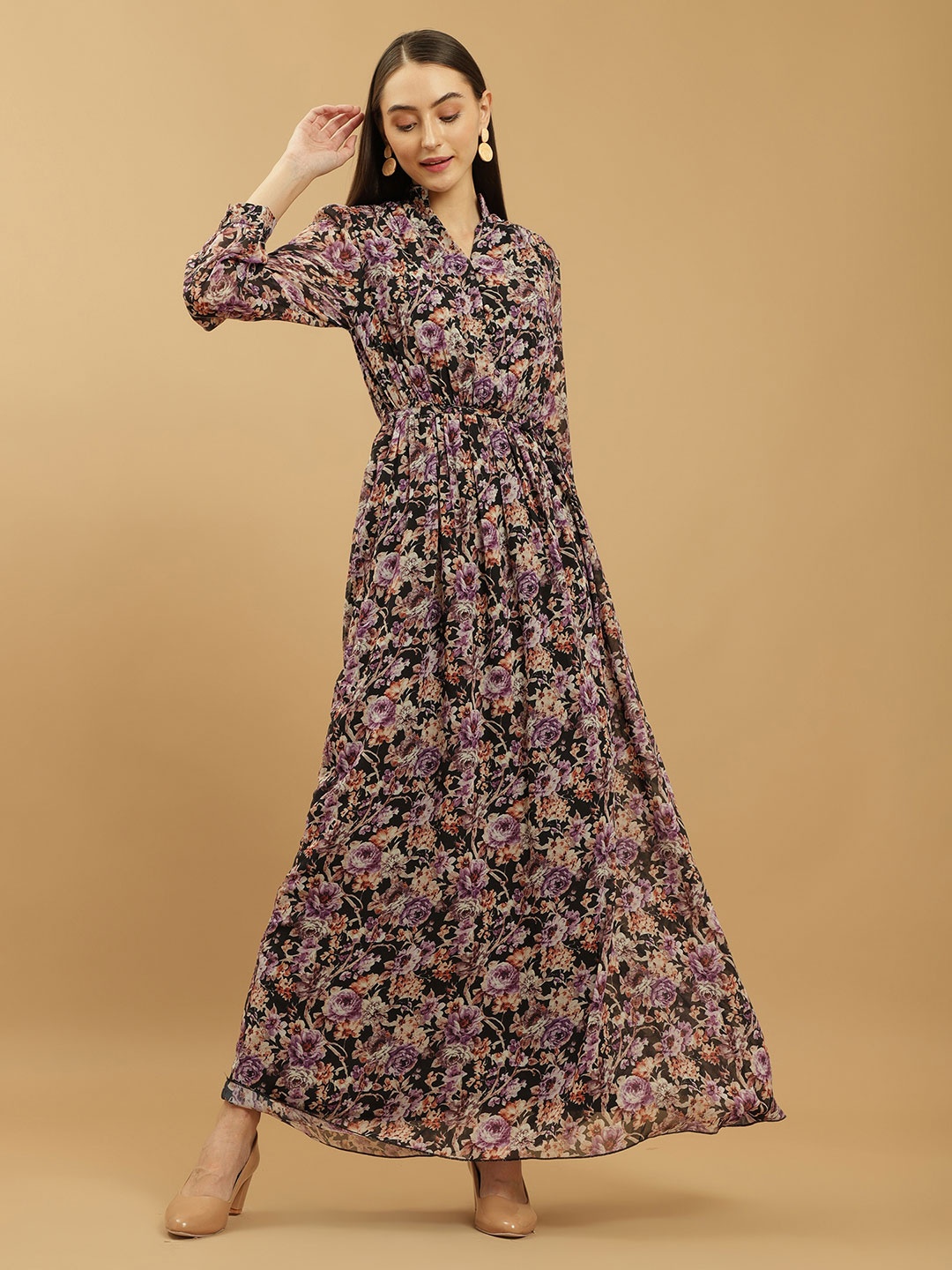

Beatnik Purple Floral Print Maxi Dress