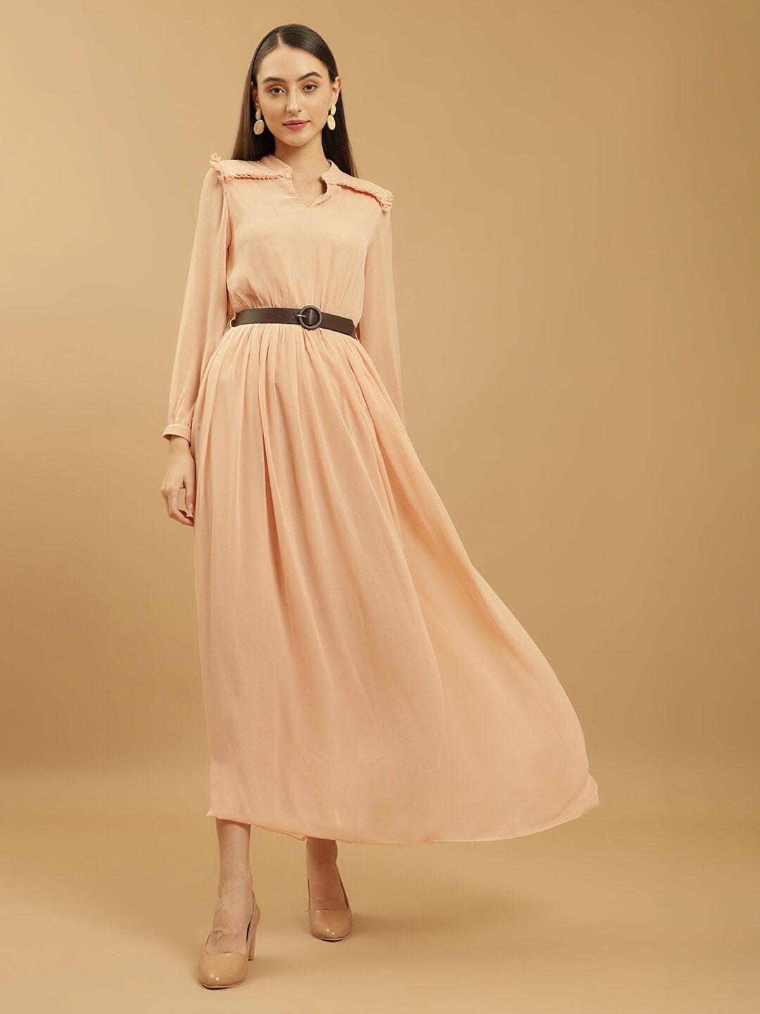 

Beatnik Mandarin Collar Maxi Dress, Beige