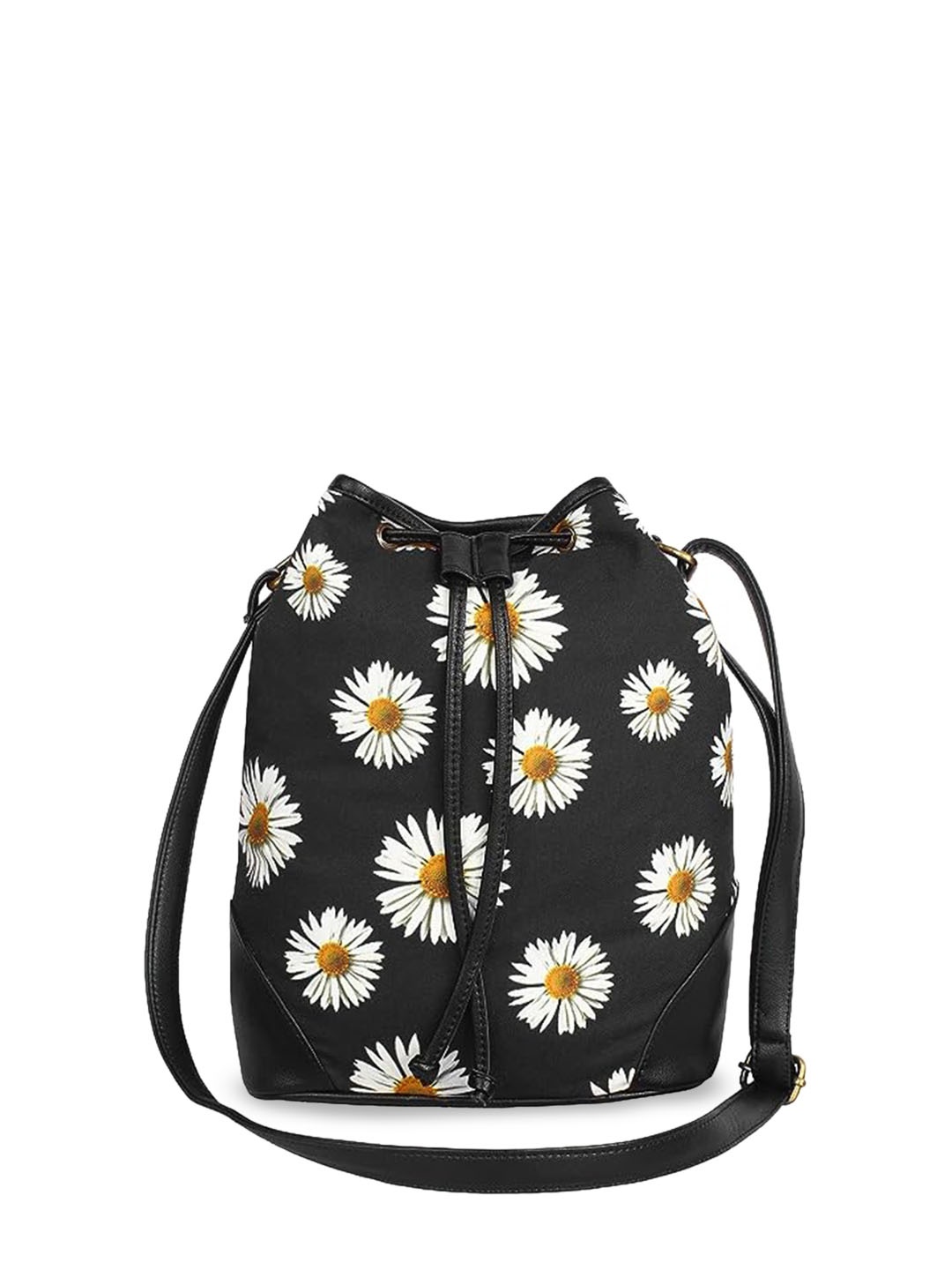 

DressBerry Black Floral Printed Bucket Shoulder Bag