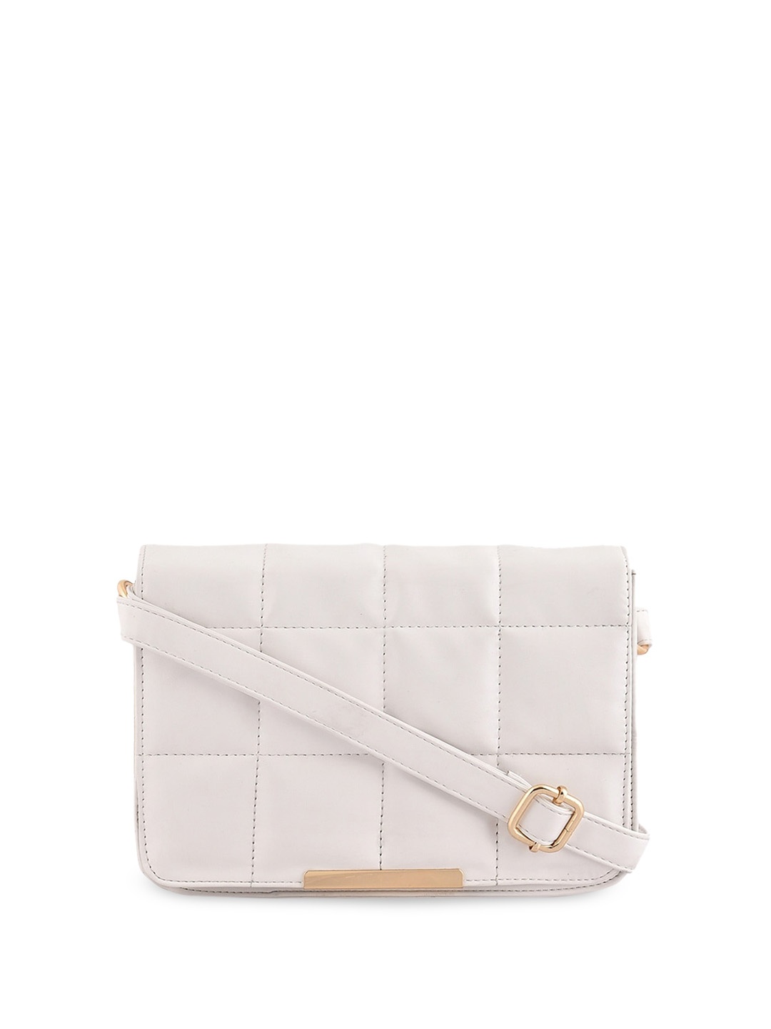 

DressBerry White PU Quilted Structured Sling Bag