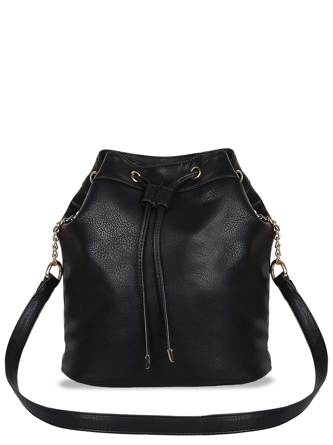 

DressBerry Black Textured Bucket Shoulder Bag